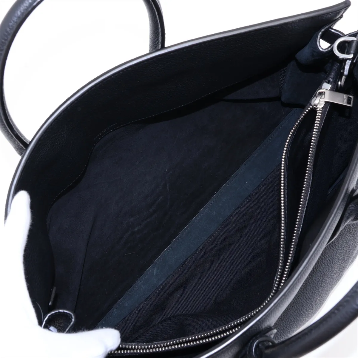 Large Sac de Jour Leather 2-Way Handbag, Black — view 10