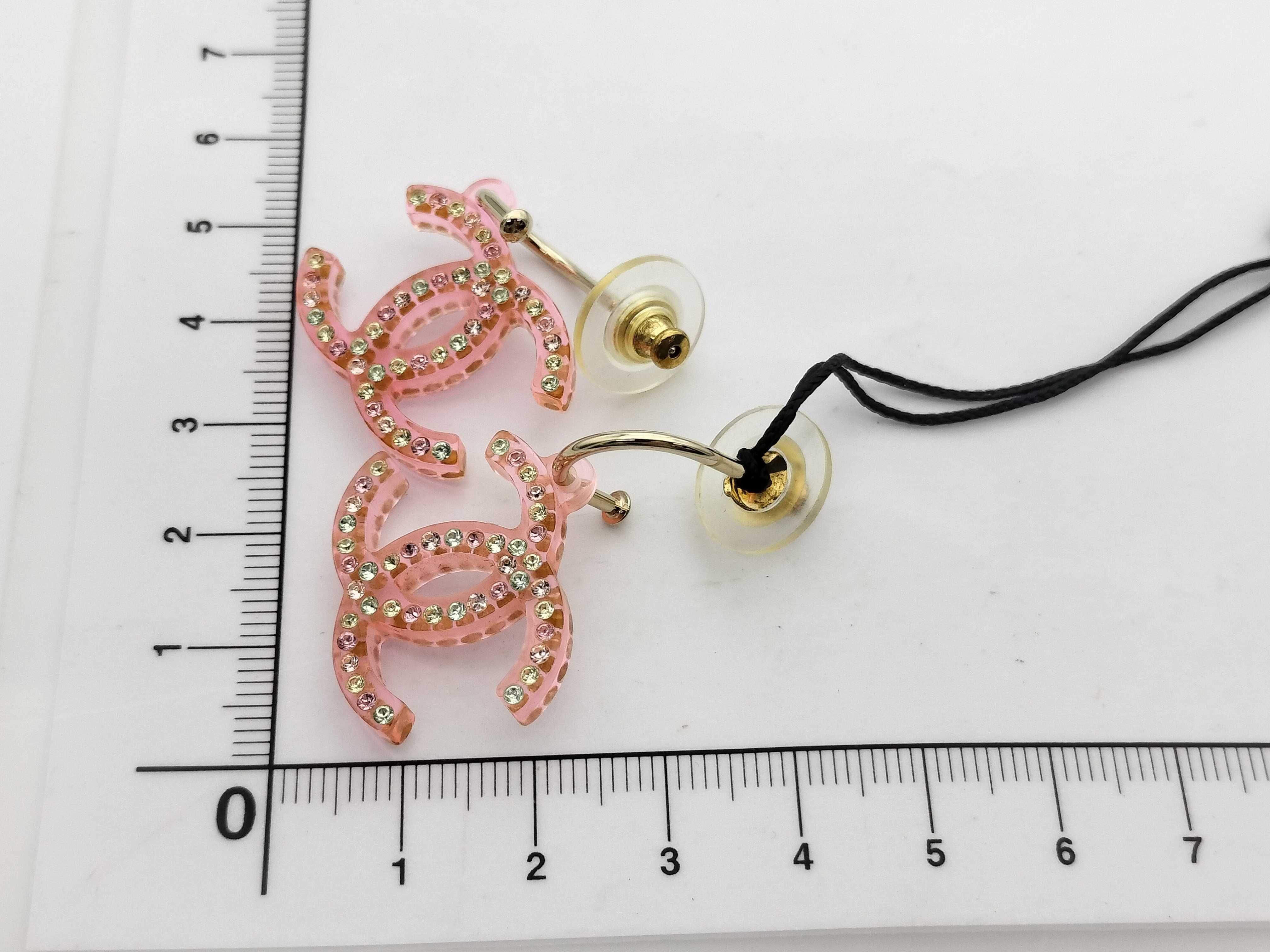 Coco Mark 04A Coco Rhinestone Earrings, Medium, Pink — view 3