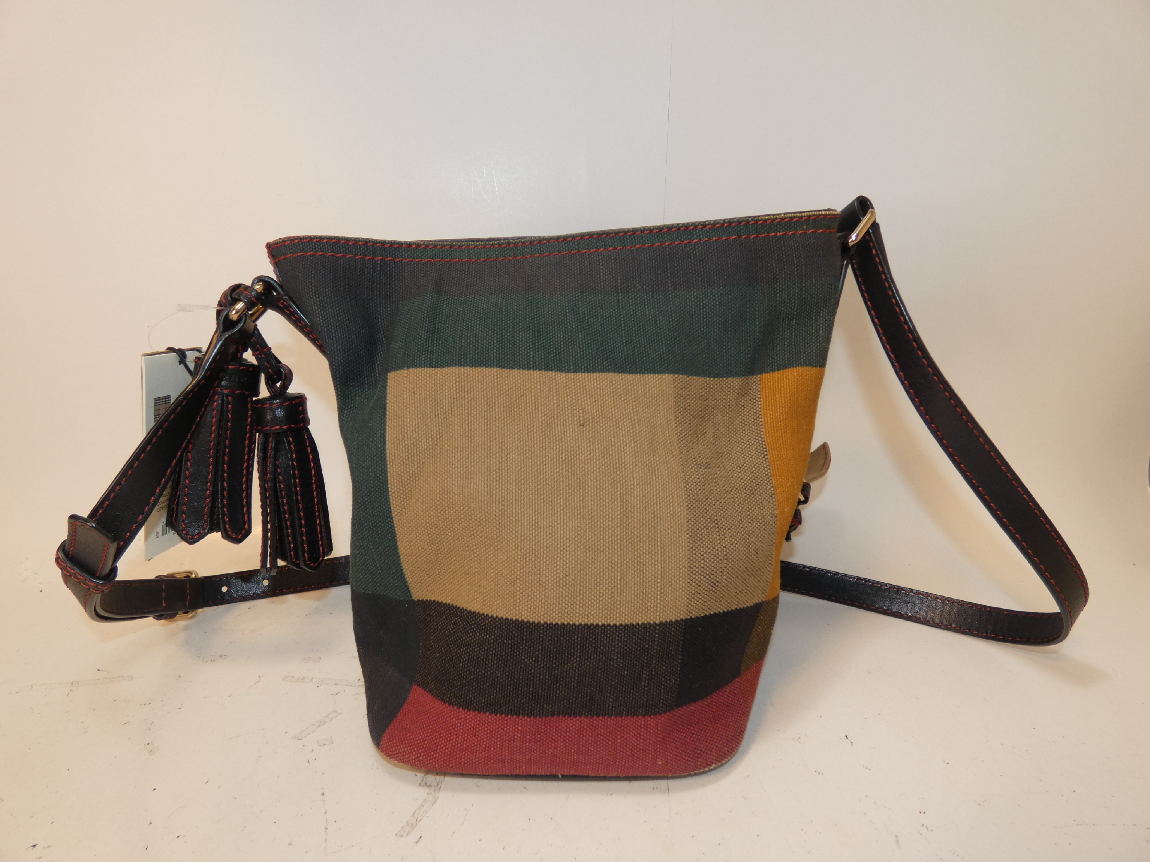 2-way Nova Check Drawstring Leather Shoulder Bag — view 2