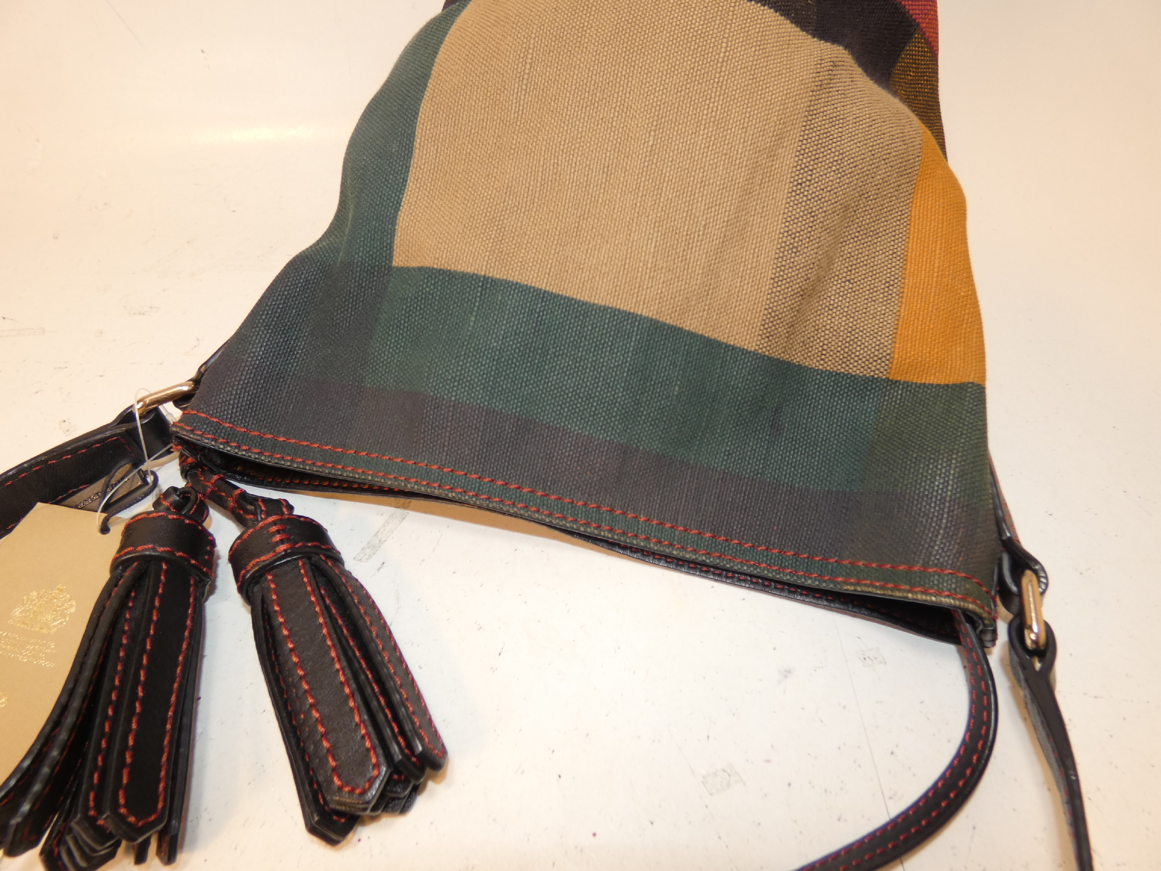 2-way Nova Check Drawstring Leather Shoulder Bag — view 3