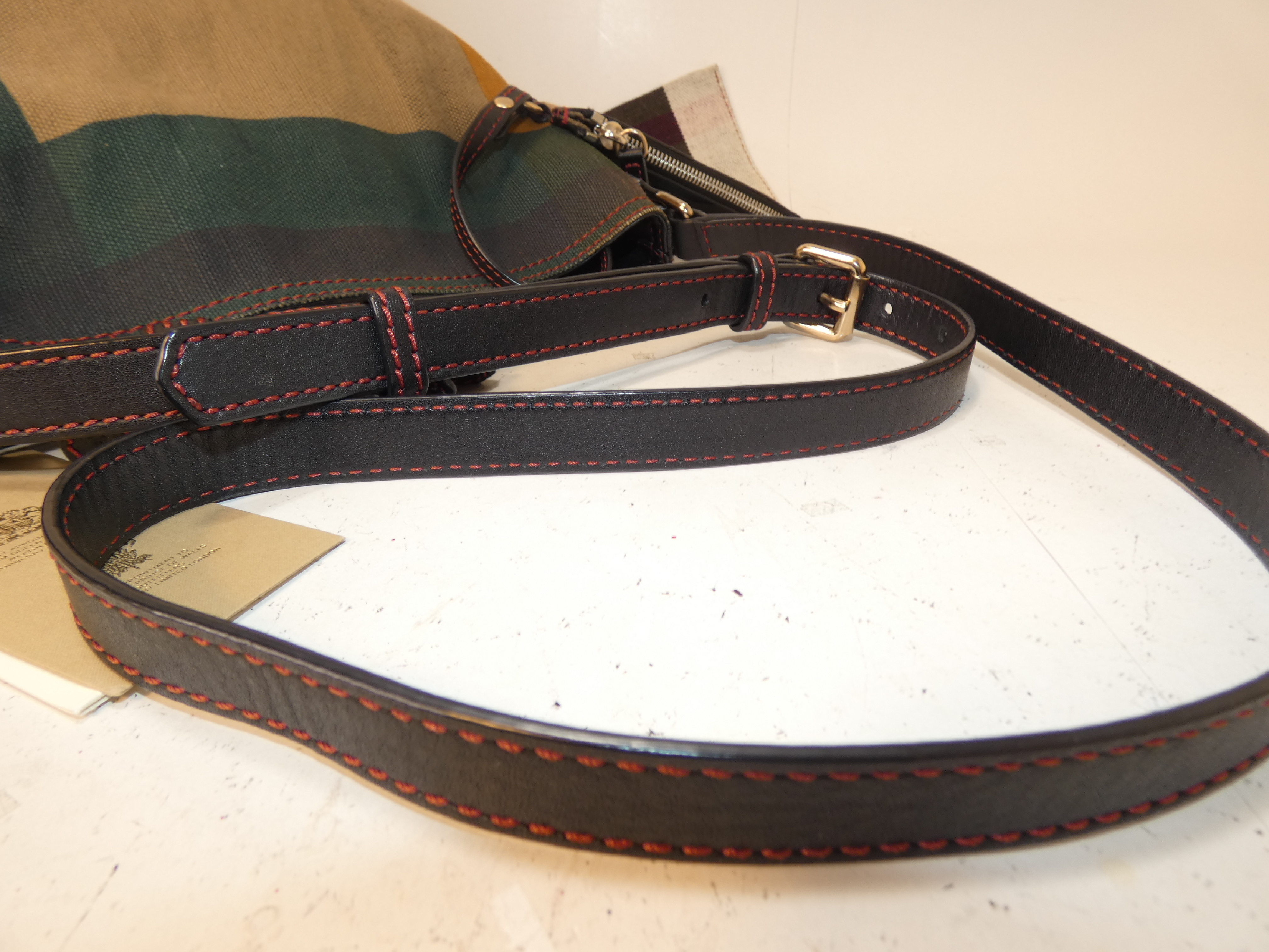 2-way Nova Check Drawstring Leather Shoulder Bag — view 4
