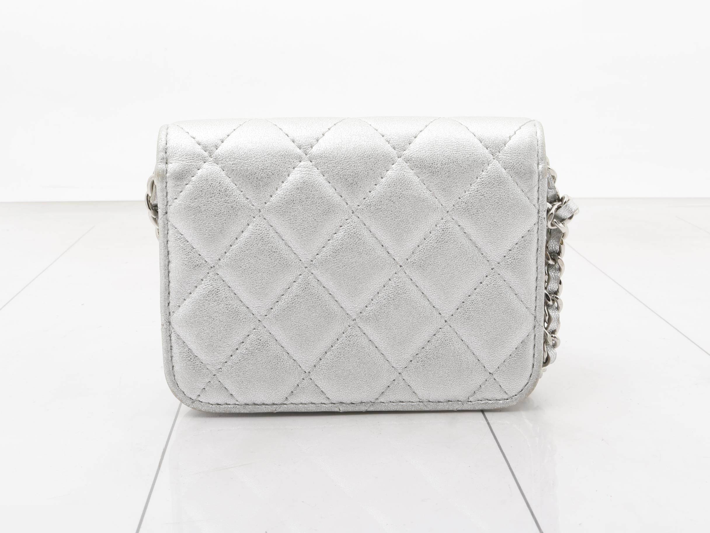Mini Matelasse Lamb Silver Rhinestone Star Chain Shoulder — view 2