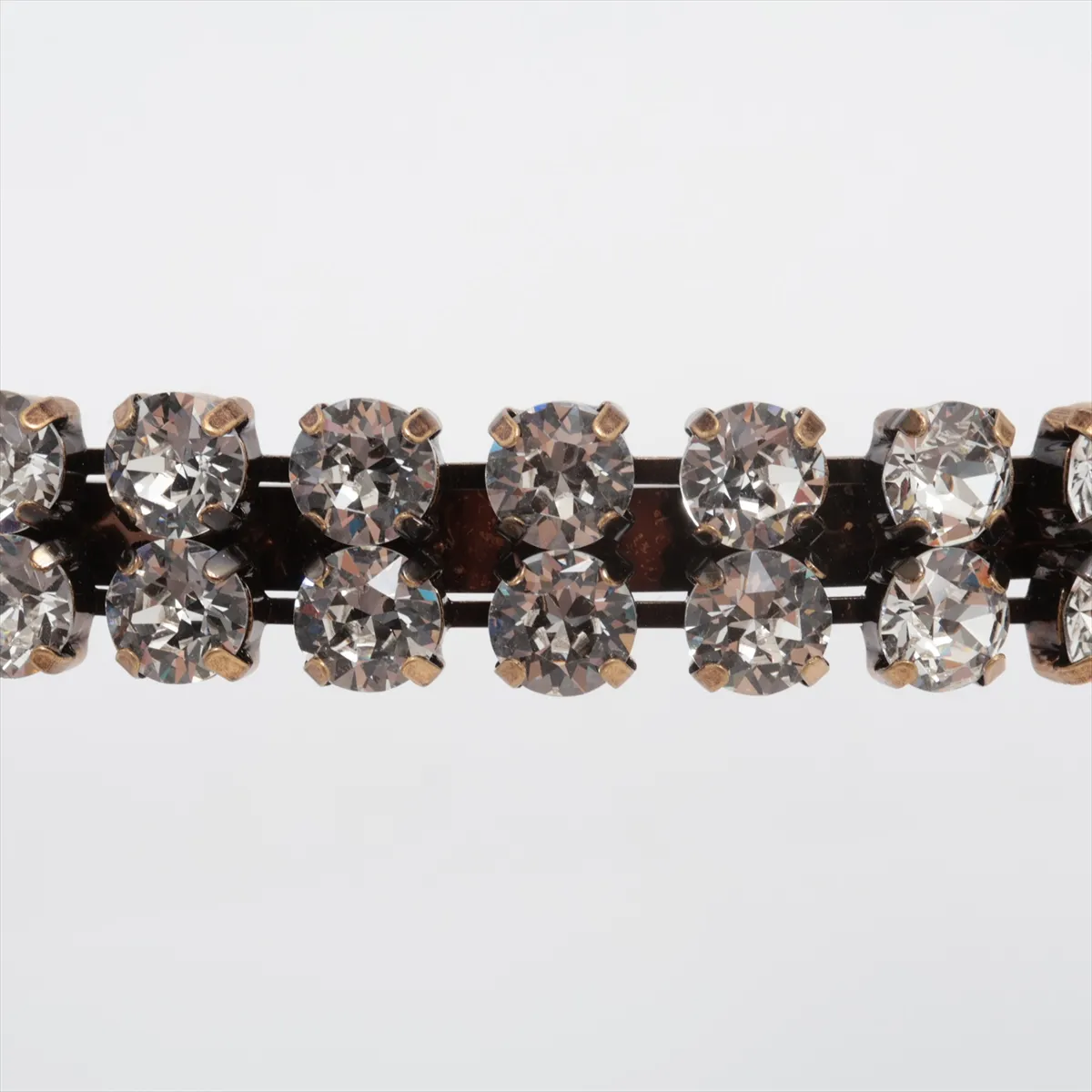 necklace, gold plated with rhinestones. Shows signs of wear, including — view 2