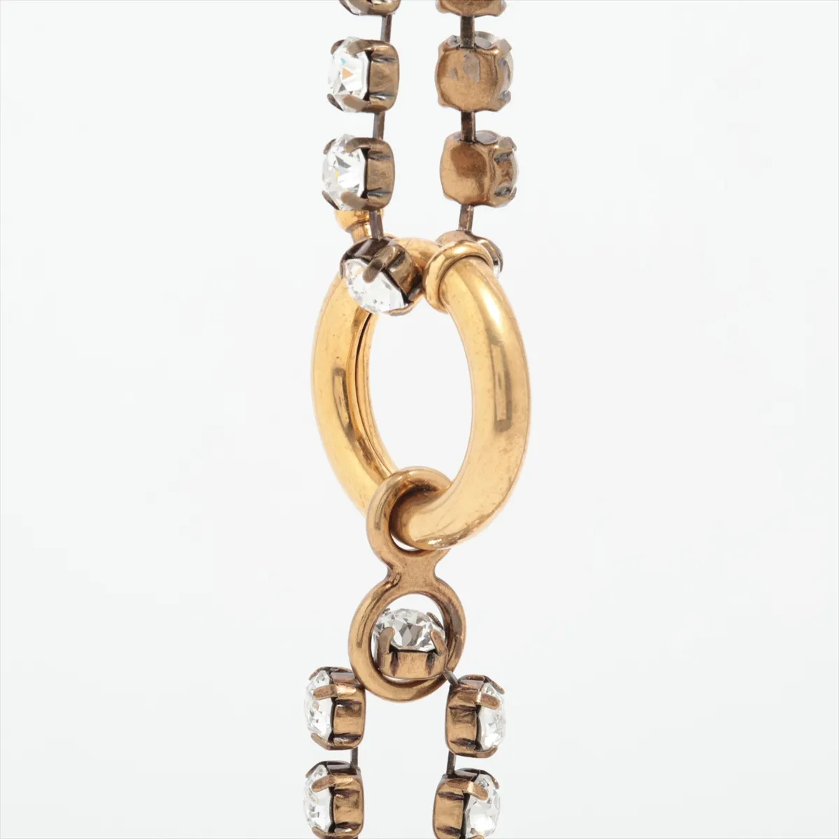 necklace, gold plated with rhinestones. Shows signs of wear, including — view 3