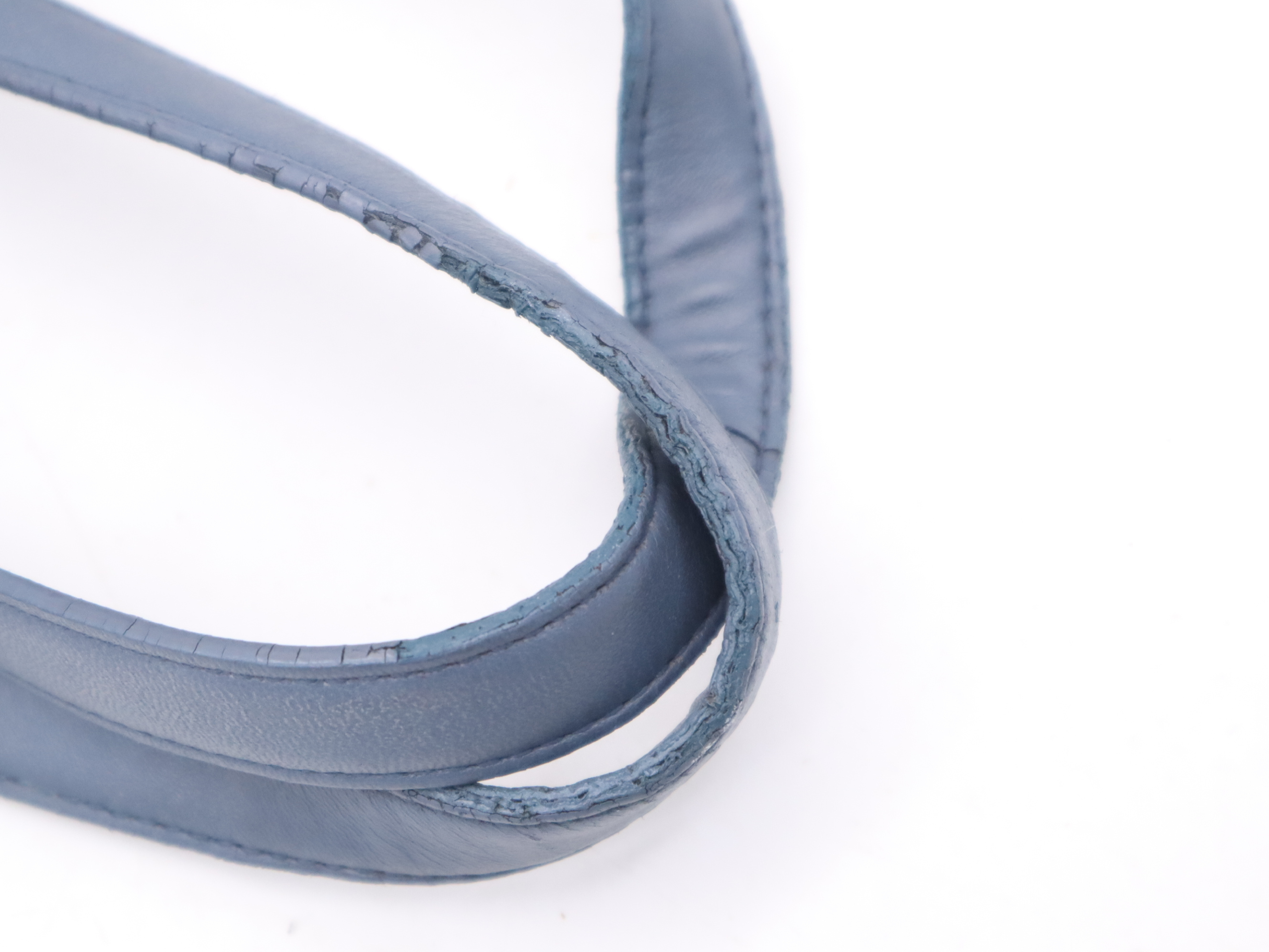 Leather Tote Bag, Blue, Silver Hardware — view 9