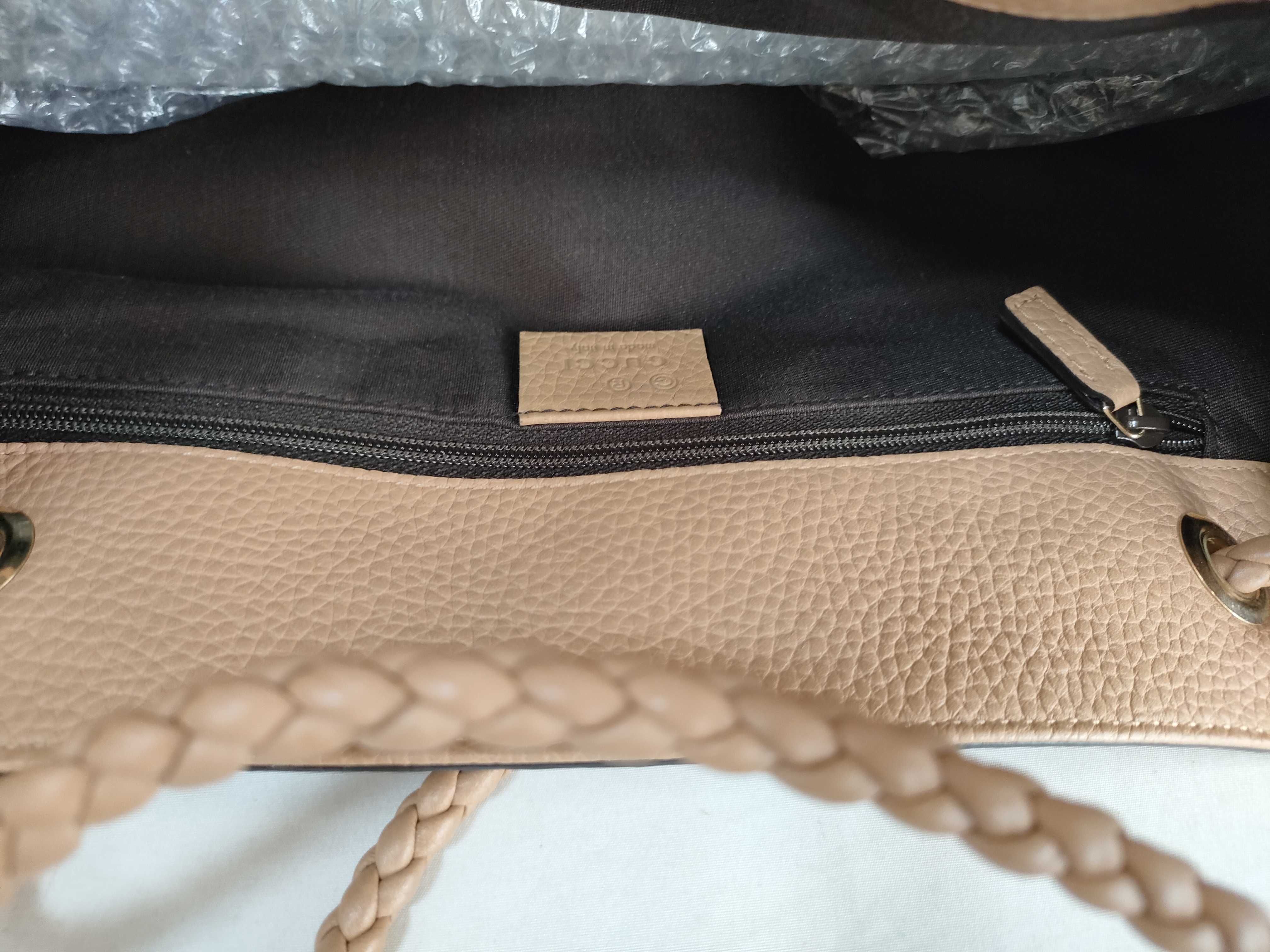 Logo Tote Bag, Beige, Outlet Item — view 6