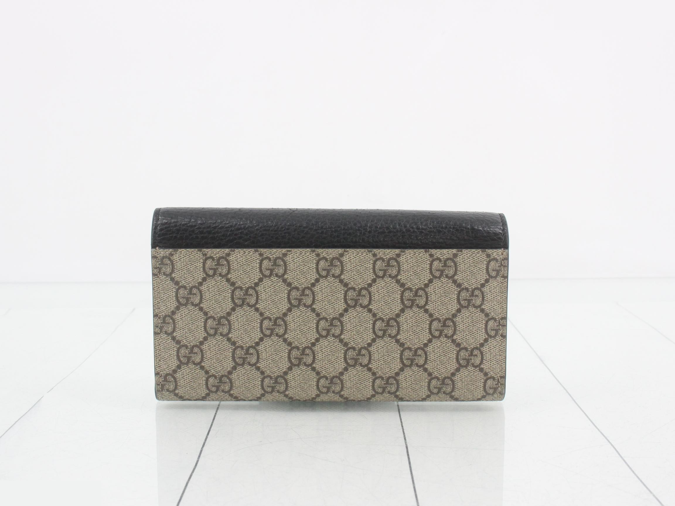 GG Supreme Petite Marmont Long Wallet, PVC x Leather, Black — view 2