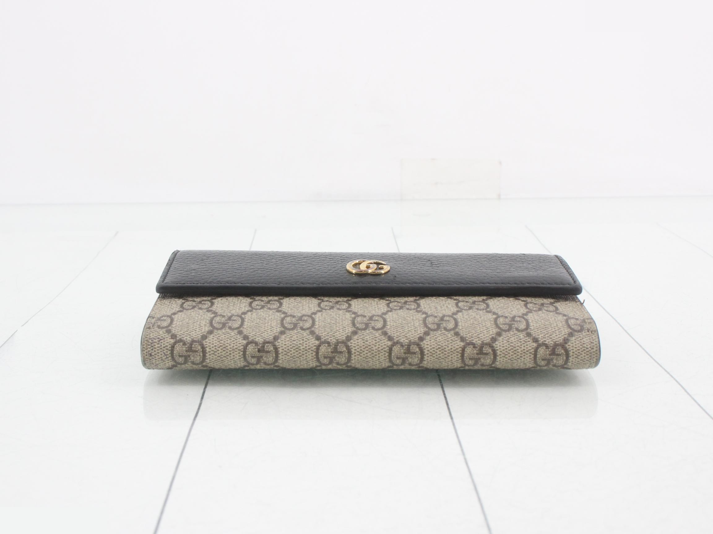 GG Supreme Petite Marmont Long Wallet, PVC x Leather, Black — view 3
