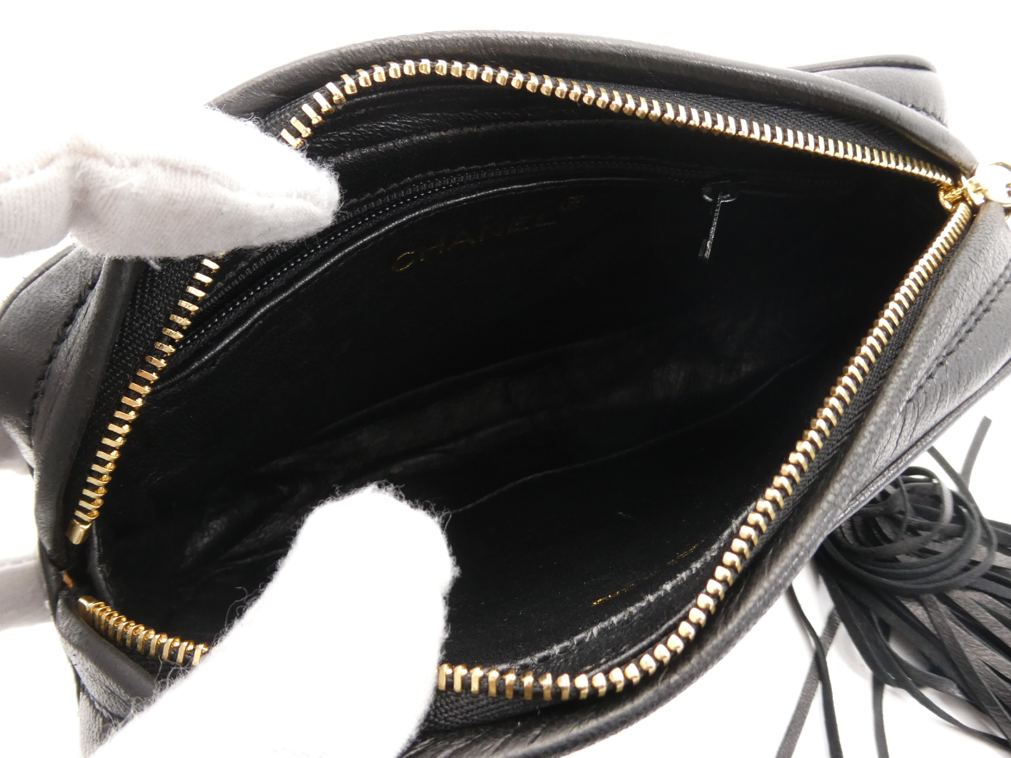 Matelassé Leather Fringe Pouch — view 7