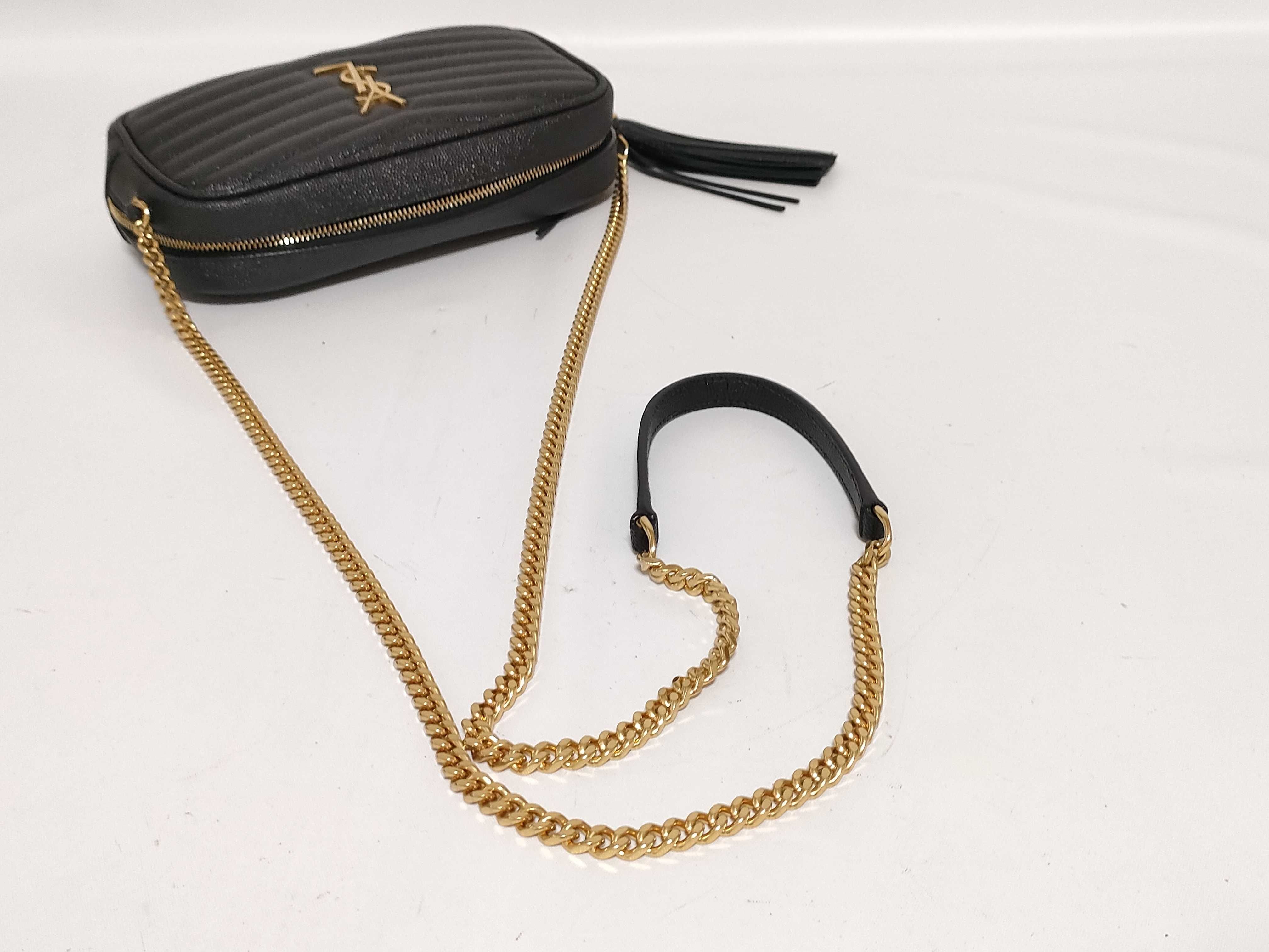 Leather Chain Shoulder Bag, Black, 618057 (Shoulder Bag) — view 3