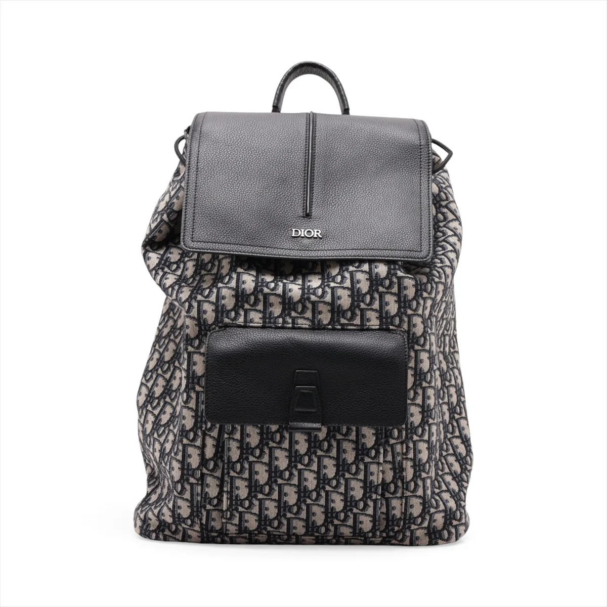 Oblique Motion Canvas x Leather Backpack/Rucksack, Navy