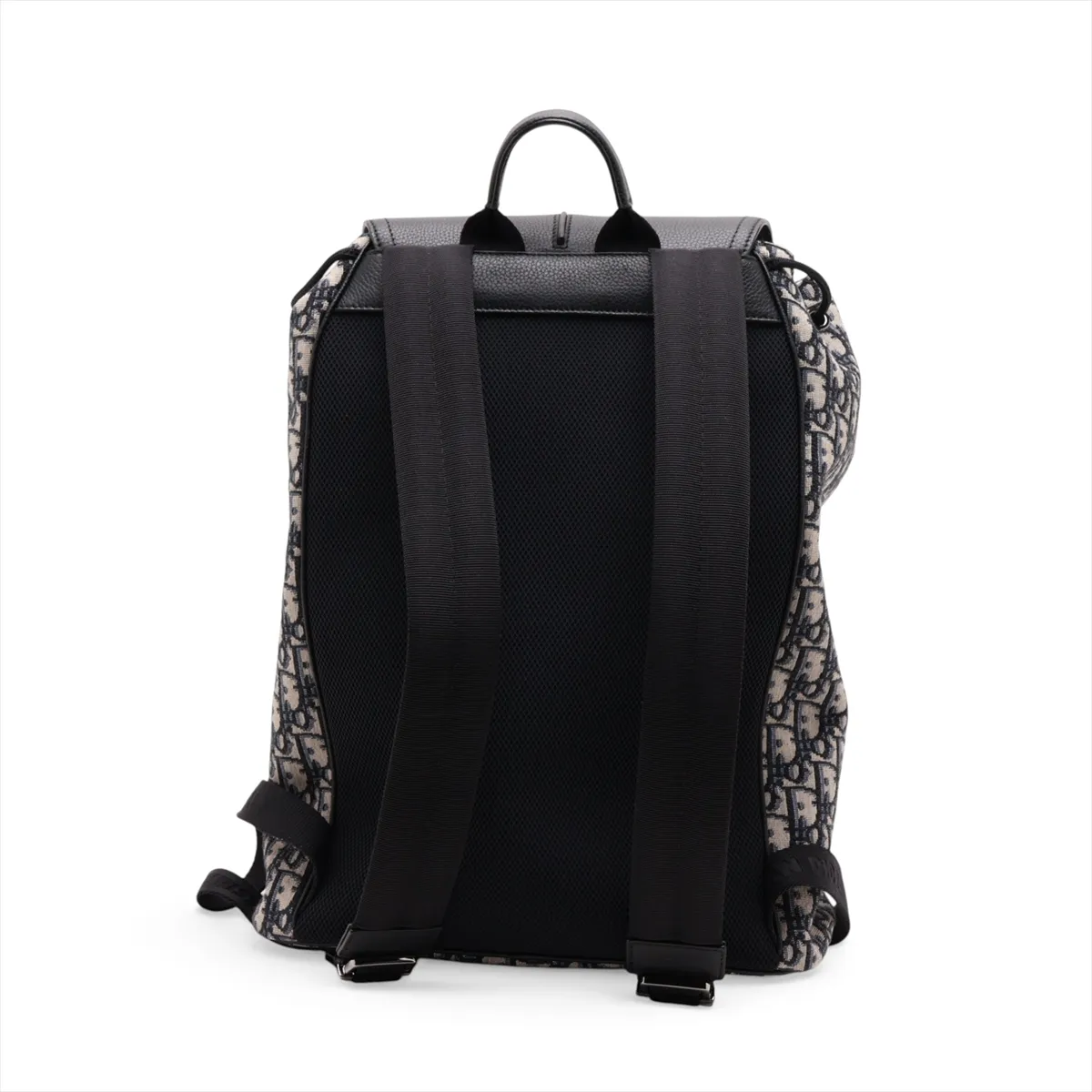 Oblique Motion Canvas x Leather Backpack/Rucksack, Navy — view 2