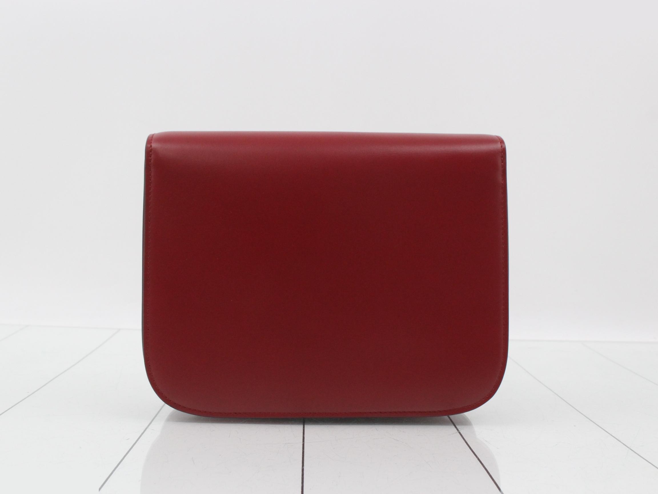 Classic Box Leather Shoulder Bag, Red — view 2
