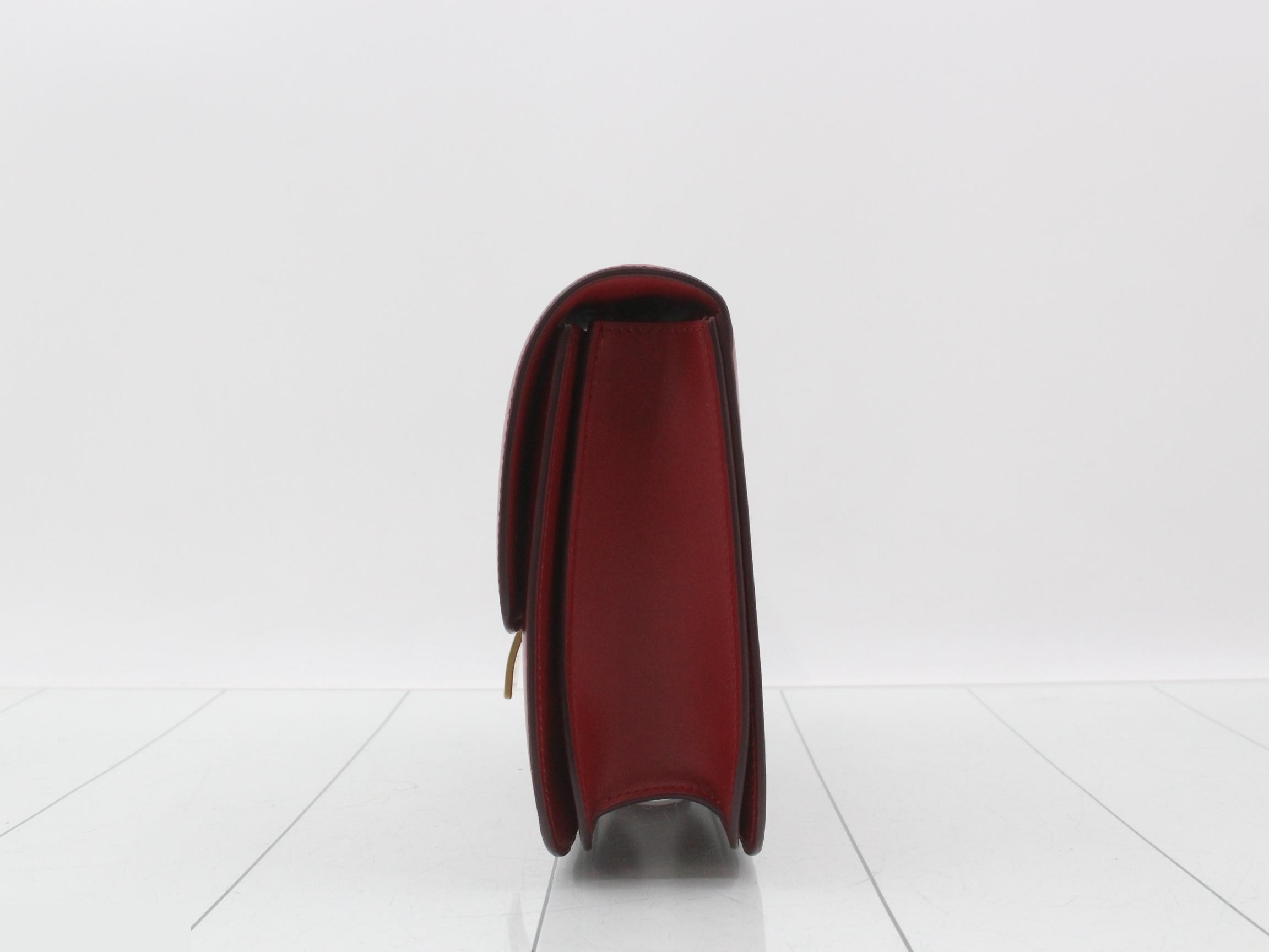 Classic Box Leather Shoulder Bag, Red — view 3