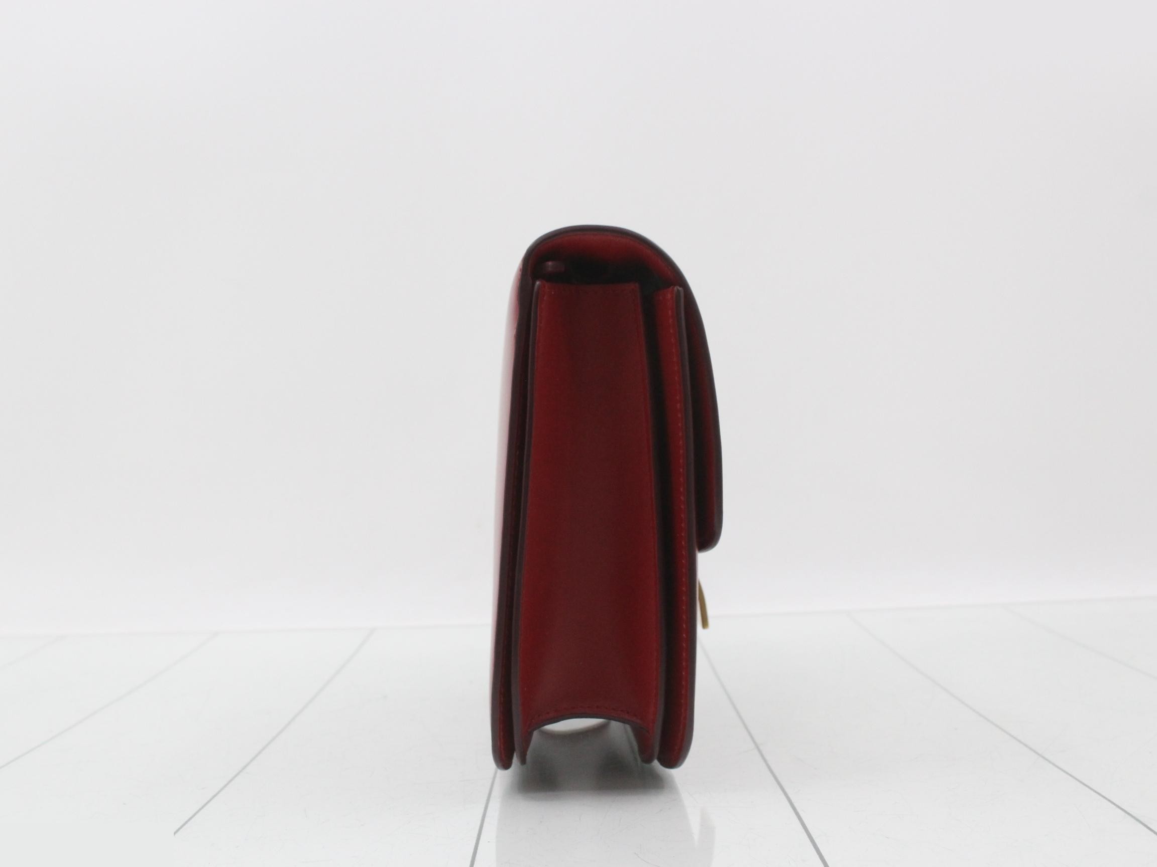 Classic Box Leather Shoulder Bag, Red — view 4