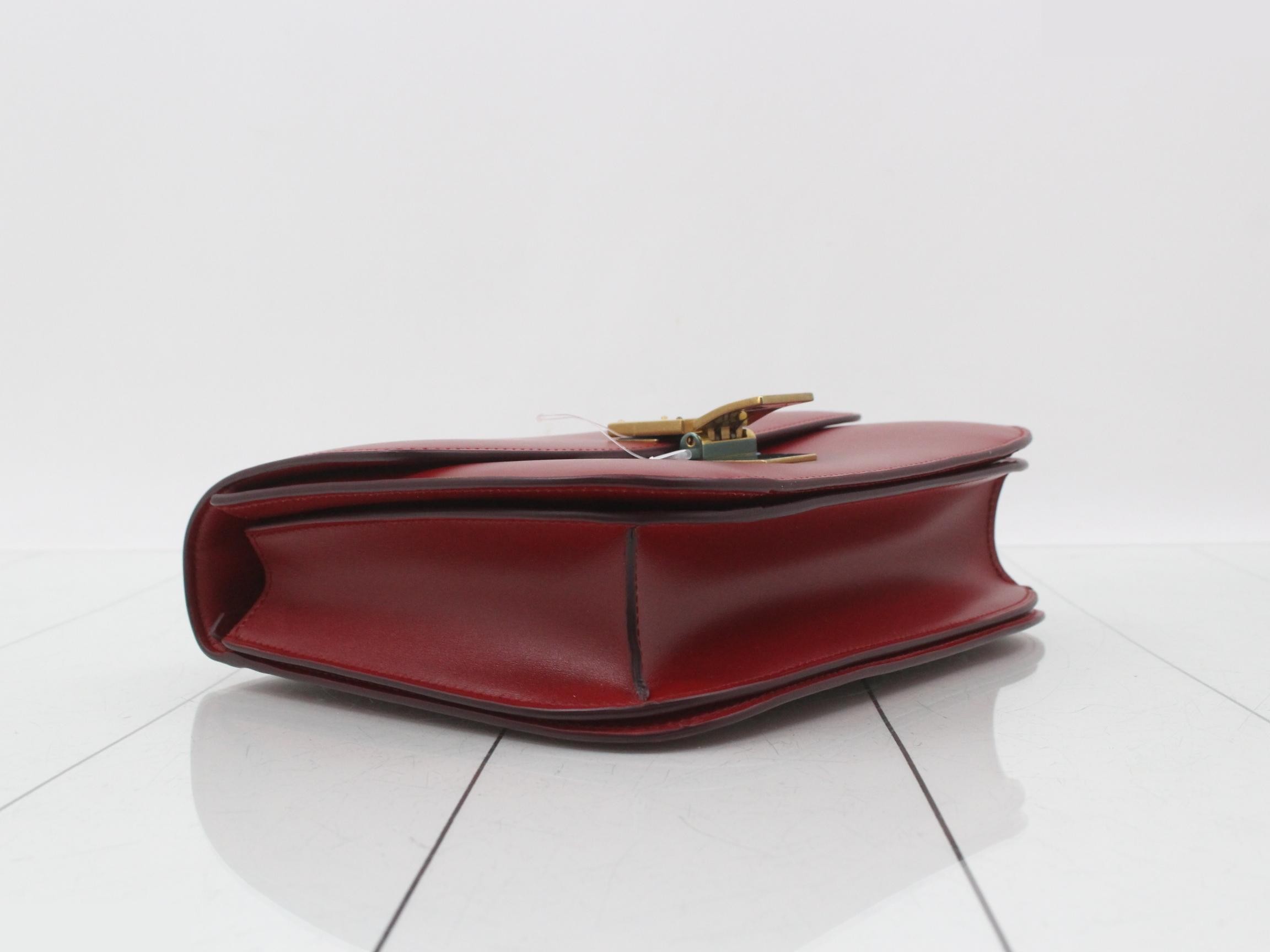 Classic Box Leather Shoulder Bag, Red — view 5