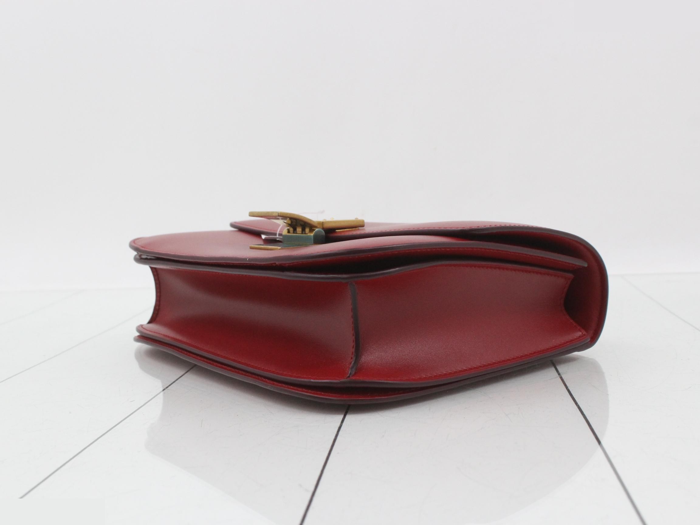 Classic Box Leather Shoulder Bag, Red — view 6