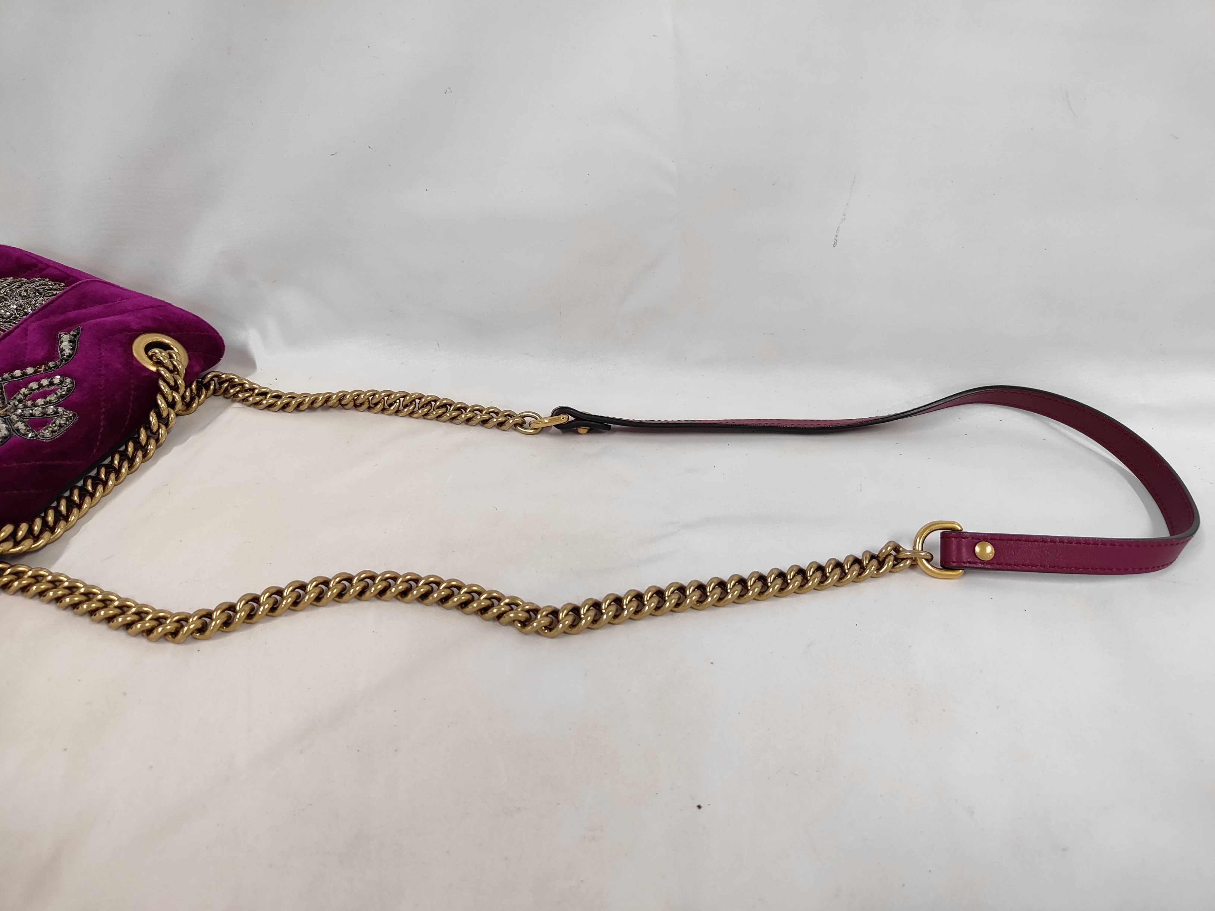 GG Marmont Velvet Leather Chain Shoulder Bag (Purple) — view 5