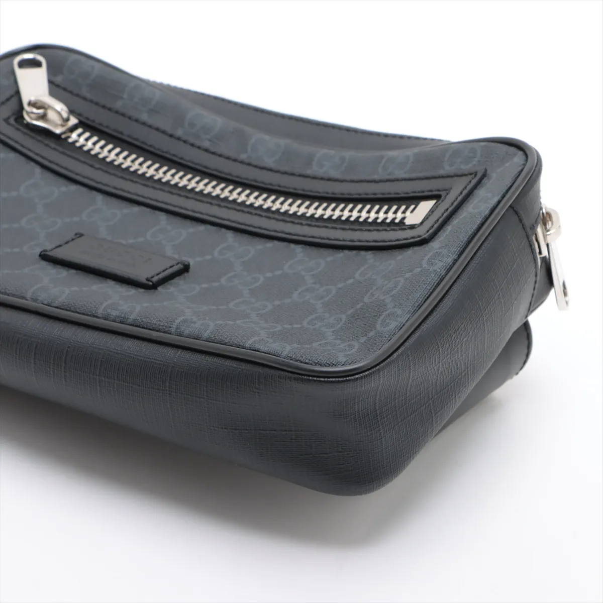 GG Supreme PVC x Leather Waist Pouch, Black, 474293 — view 3