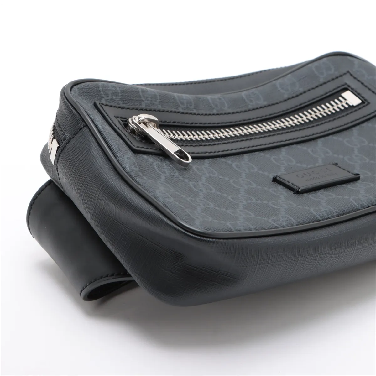 GG Supreme PVC x Leather Waist Pouch, Black, 474293 — view 4