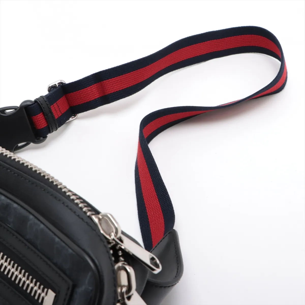 GG Supreme PVC x Leather Waist Pouch, Black, 474293 — view 5