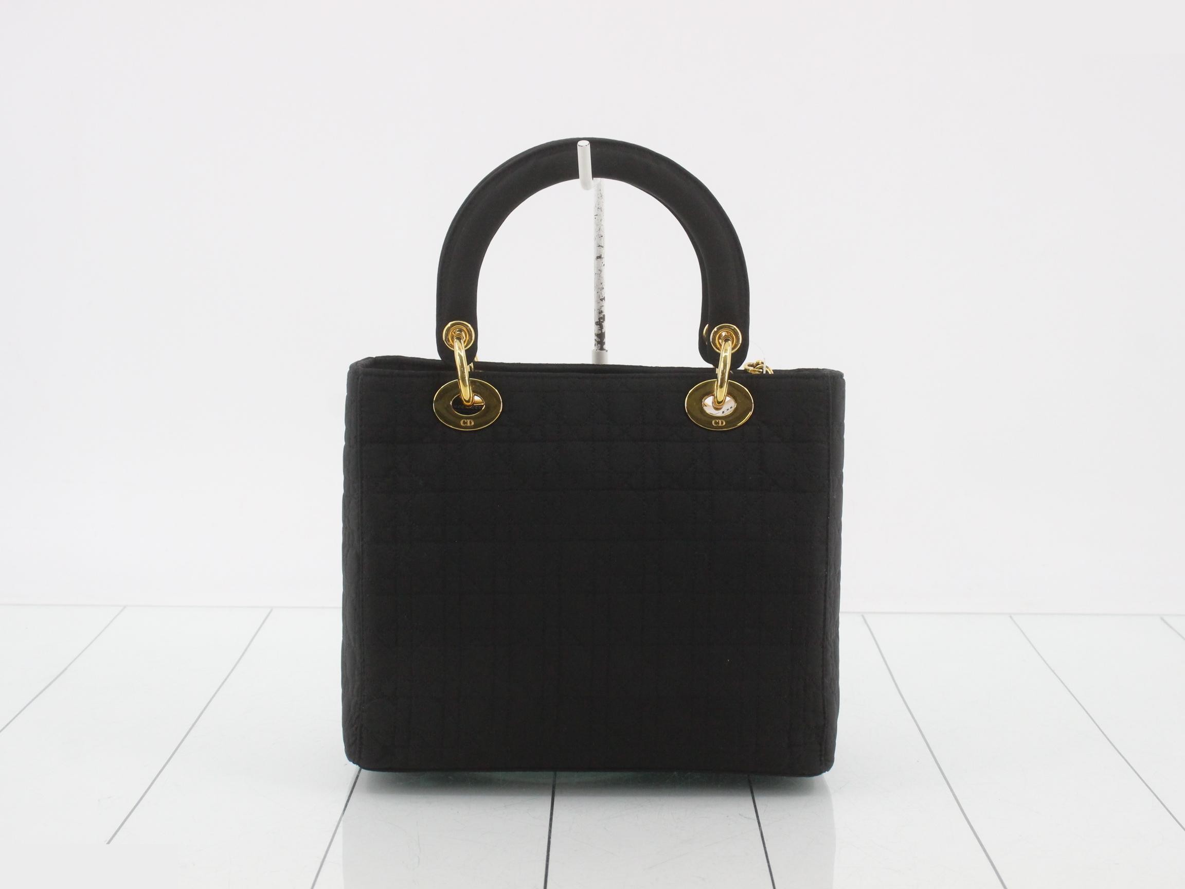 Lady Dior nylon bag, black, gold hardware, size 132 — view 2