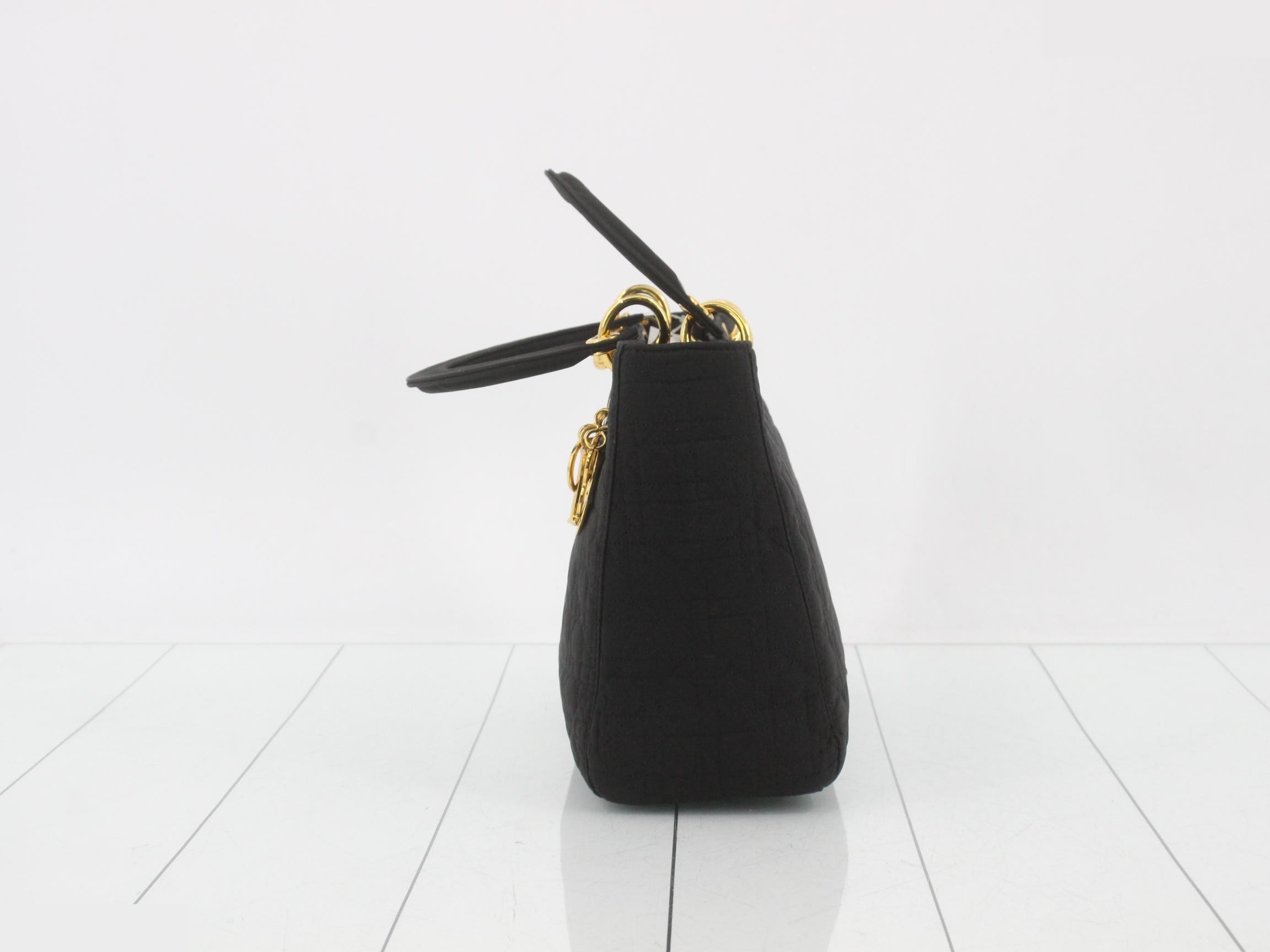 Lady Dior nylon bag, black, gold hardware, size 132 — view 3