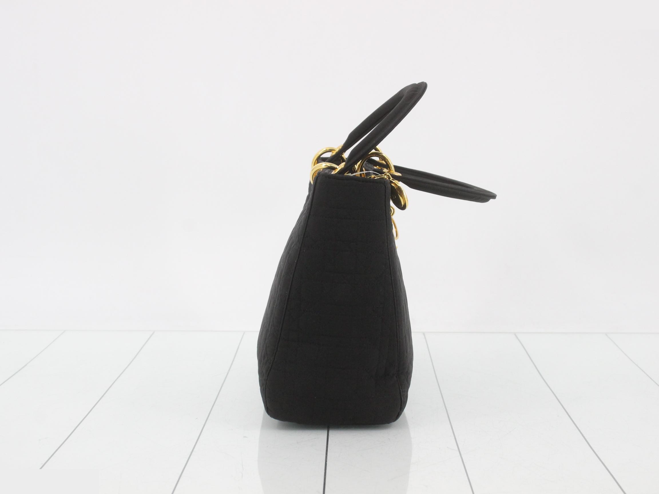 Lady Dior nylon bag, black, gold hardware, size 132 — view 4