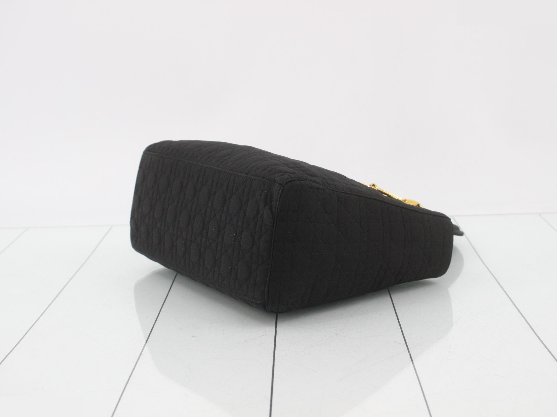 Lady Dior nylon bag, black, gold hardware, size 132 — view 6
