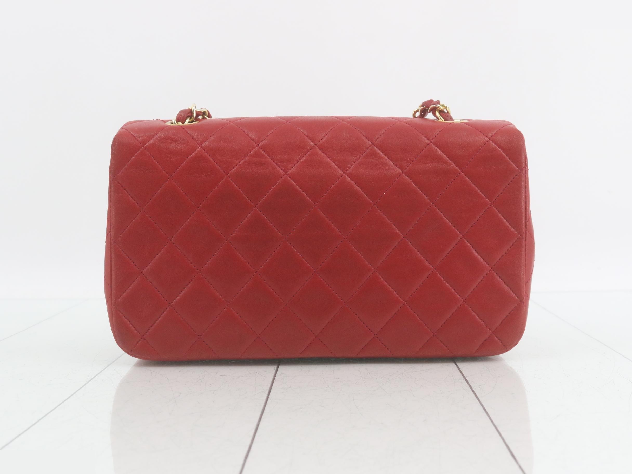 Matelassé Full Flap Shoulder Bag, Red, Series 1 — view 2