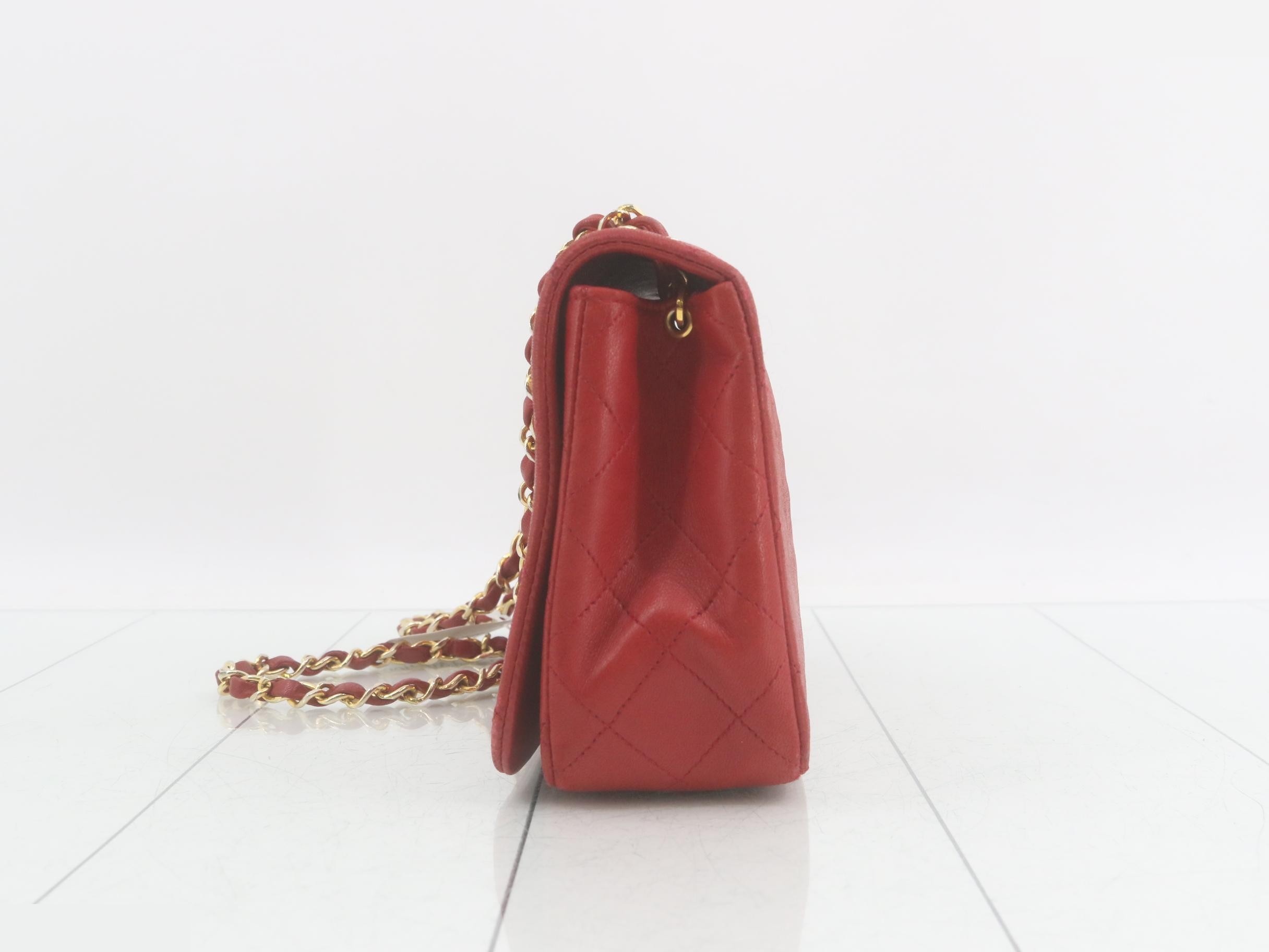 Matelassé Full Flap Shoulder Bag, Red, Series 1 — view 3