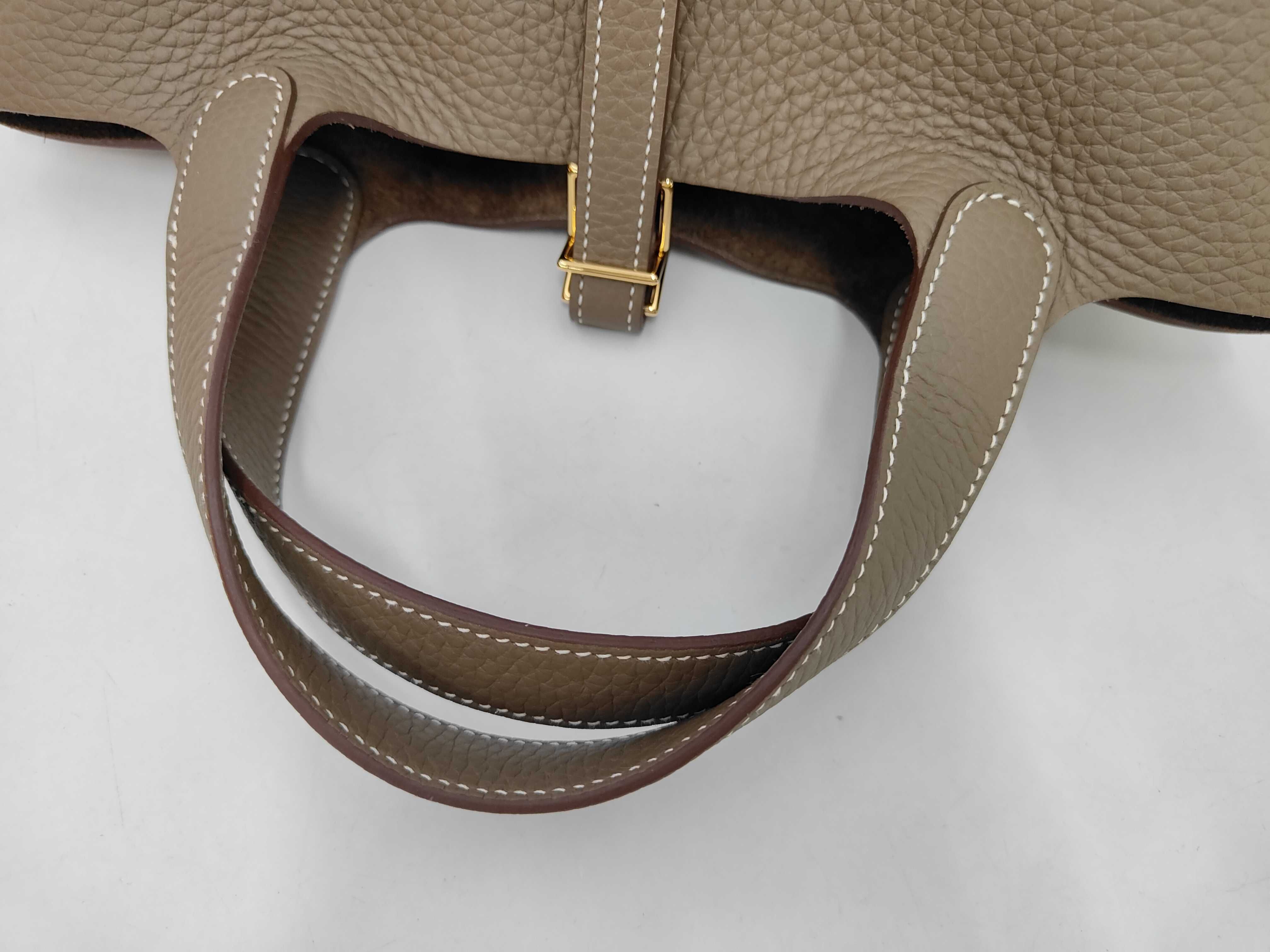 Picotin Lock 18 Etoupe Taurillon Clemence Leather Gold Hardware G Stamp Handbag — view 5