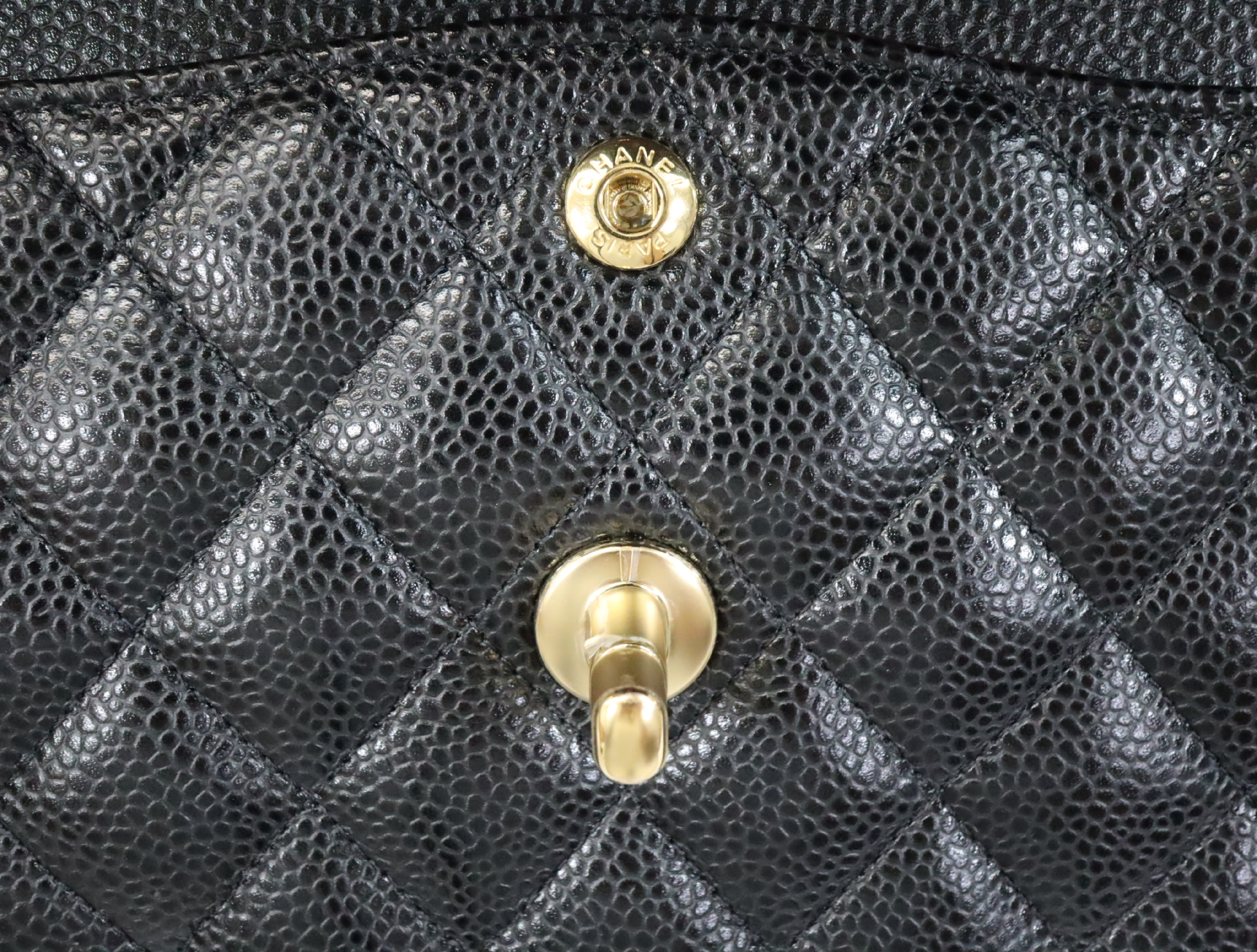 Matelassé 23 Caviar Skin Double Flap Black Serial Number 30s Gold Hardware A01113? Shoulder Bag — view 14