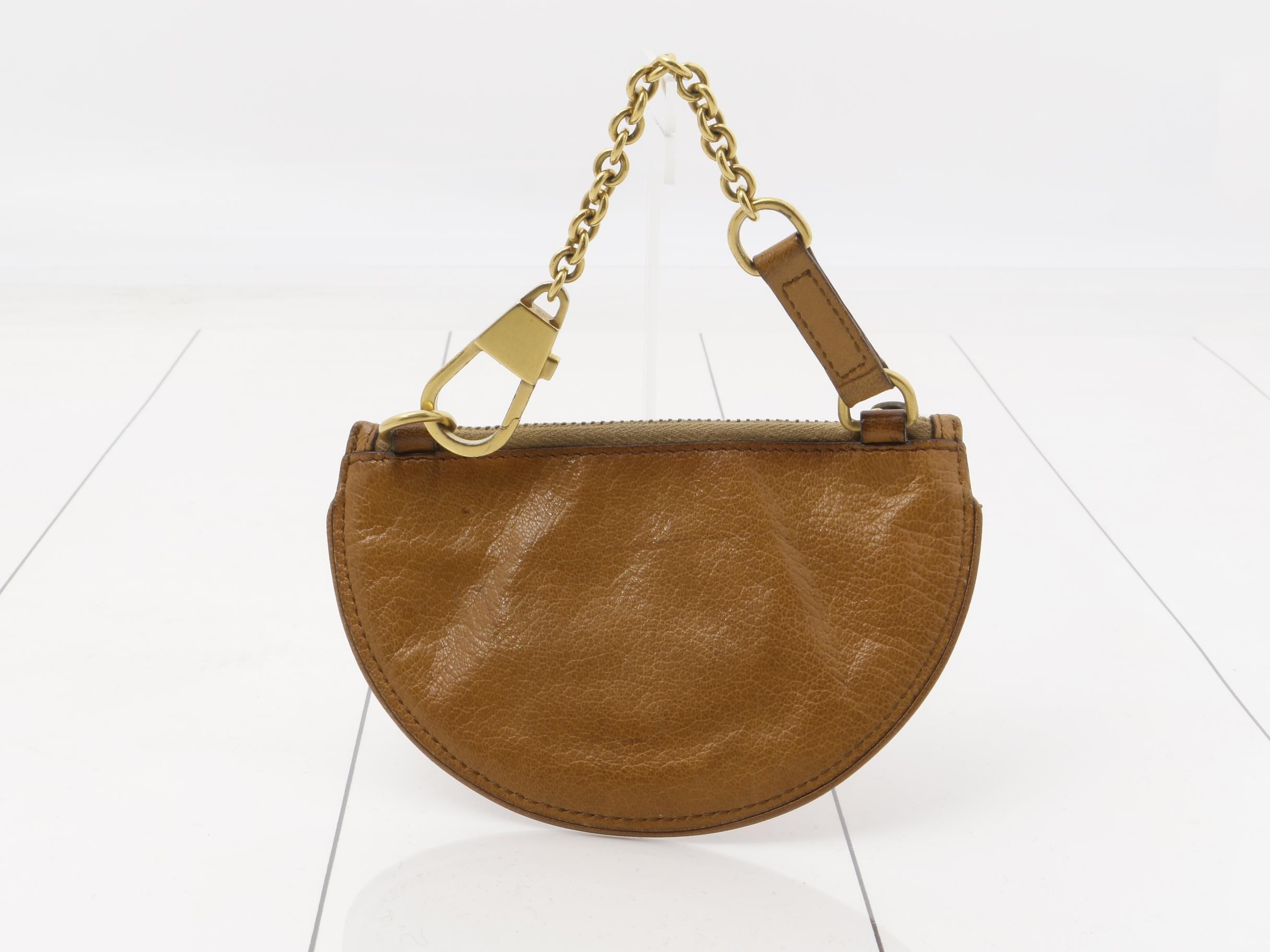 Interlocking (Bag) Coin Case, Studded Leather, Brown — view 2