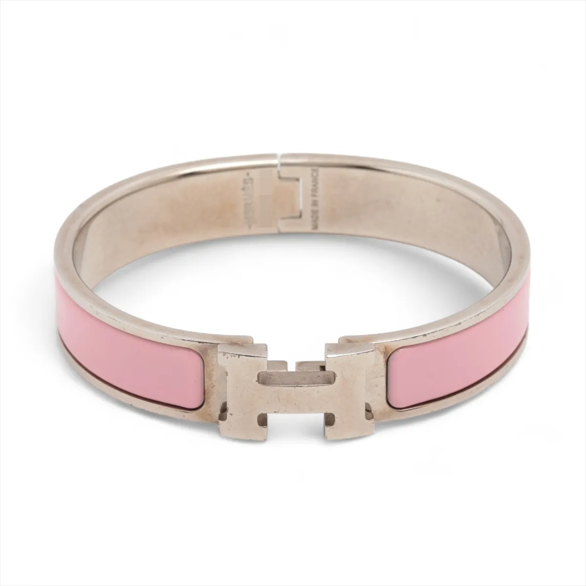 Click H Fan ST0270 Bangle, Metal, Silver x Pink. Shows signs of wear,