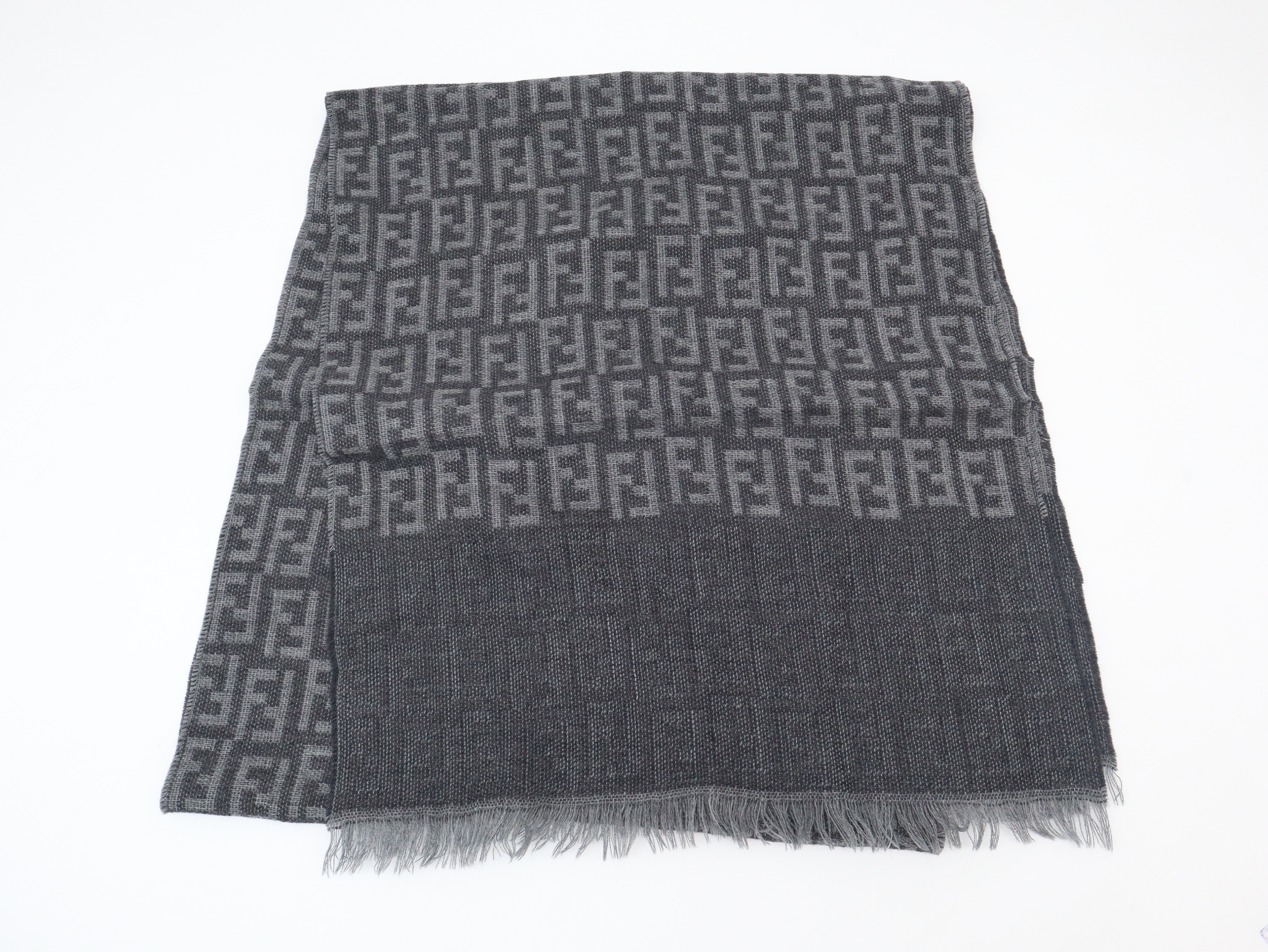 FF pattern stole, wool, gray, other accessories