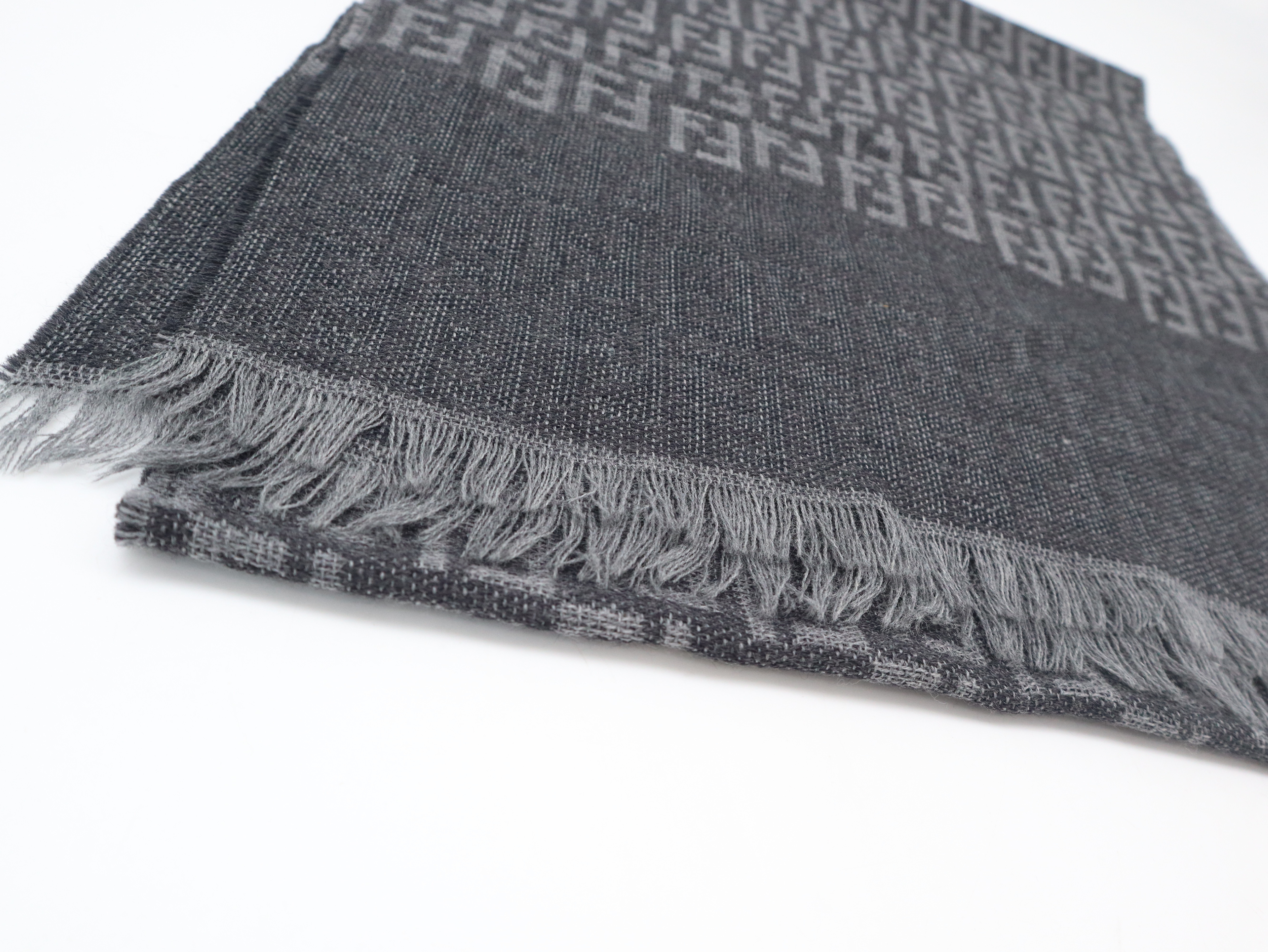 FF pattern stole, wool, gray, other accessories — view 3