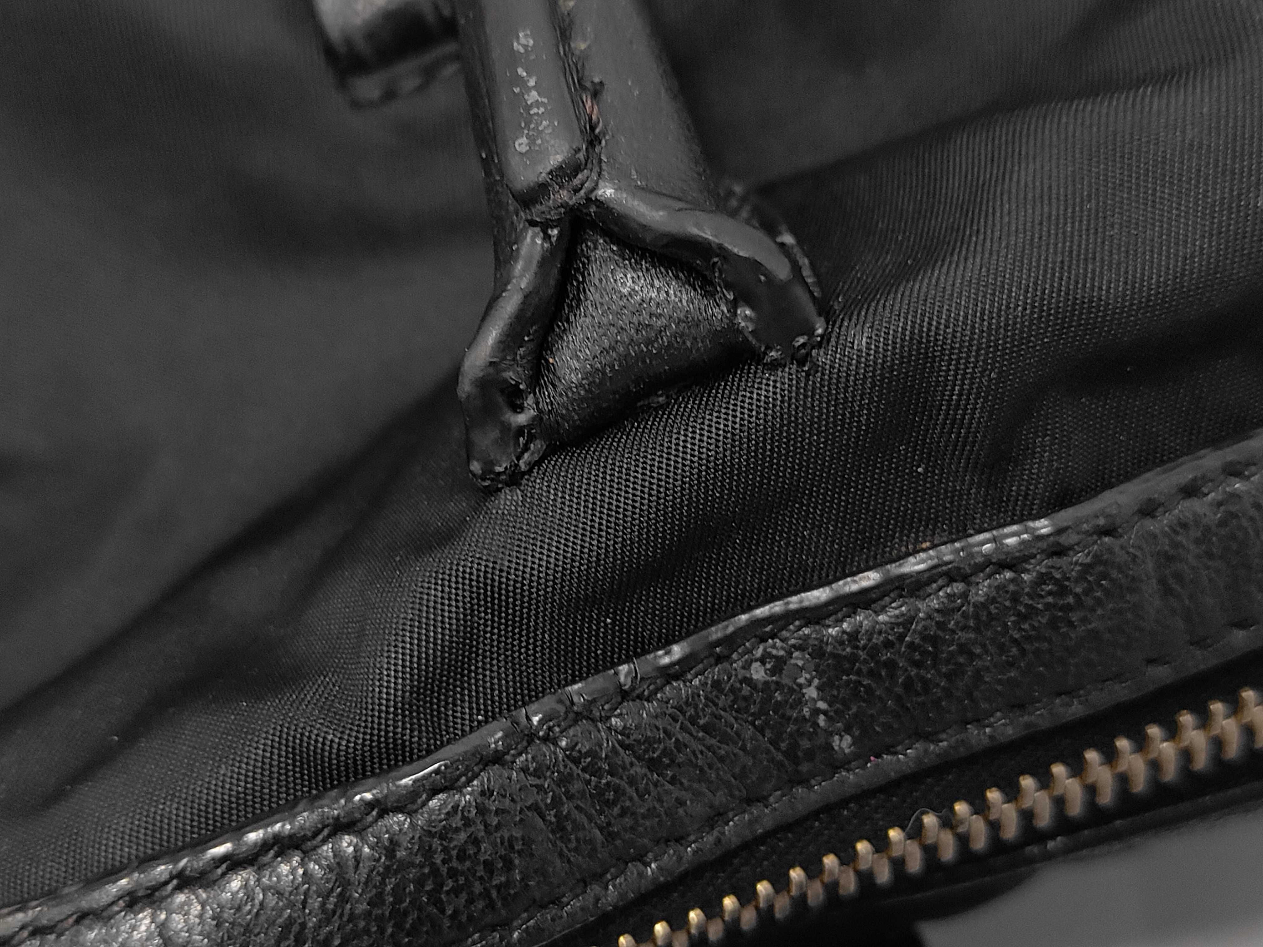 2-way handbag/shoulder bag, nylon x leather, with strap. — view 7