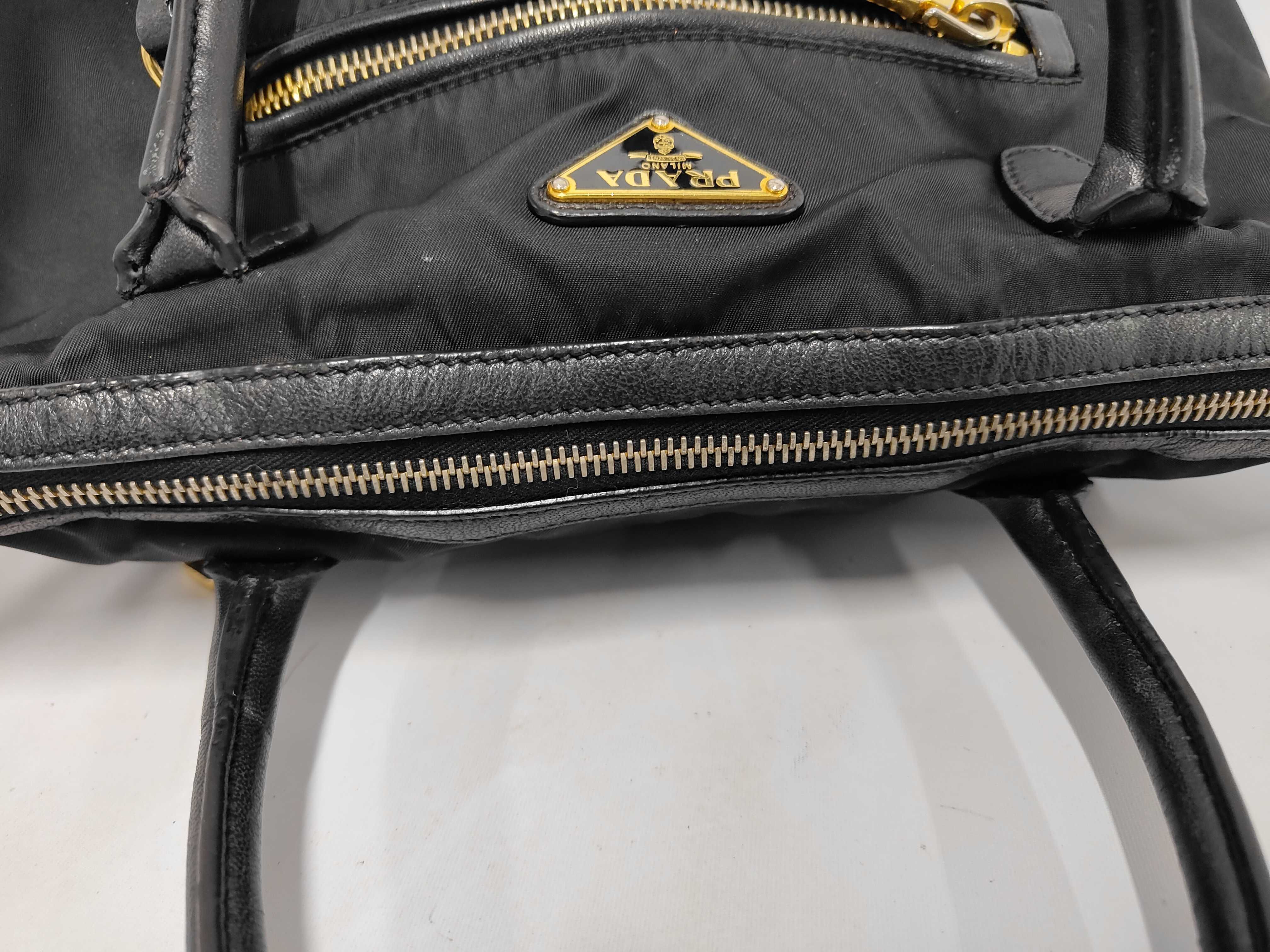 2-way handbag/shoulder bag, nylon x leather, with strap. — view 8