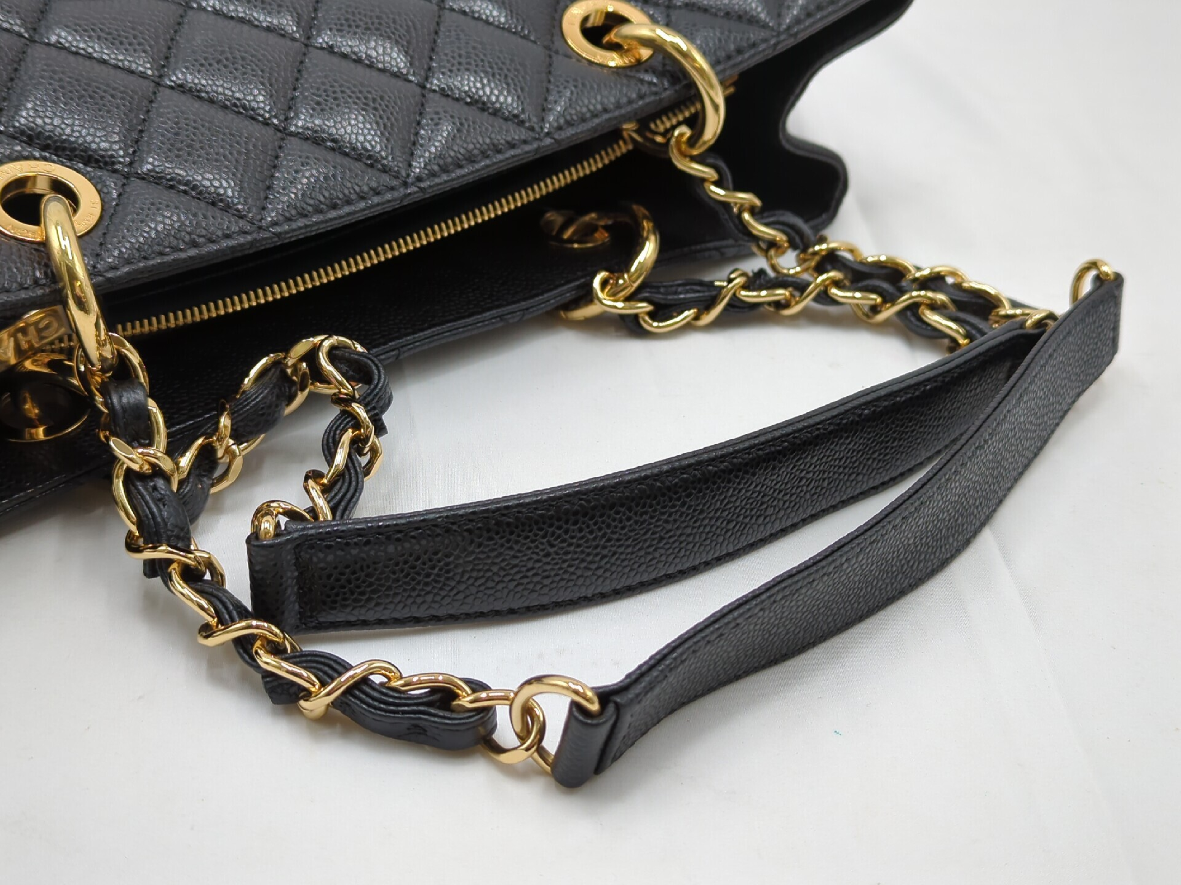 Caviar Skin GST Black Gold Hardware 16 Series Tote Bag — view 6