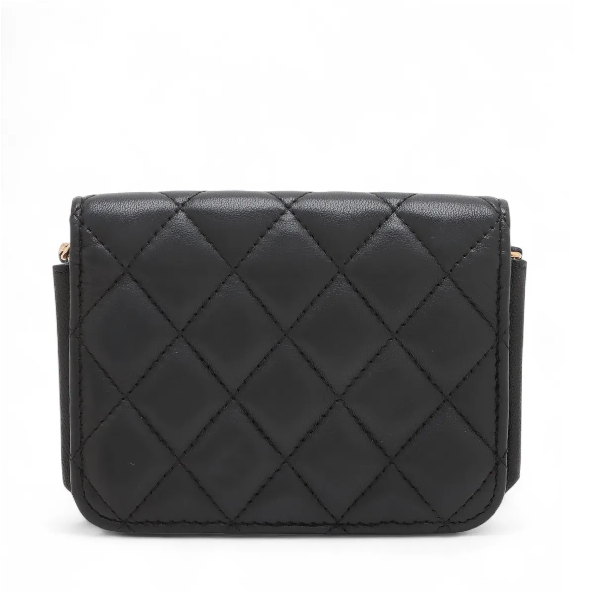 Matelasse Lambskin Chain Shoulder Bag Black Gold Hardware 30984623 30s — view 2