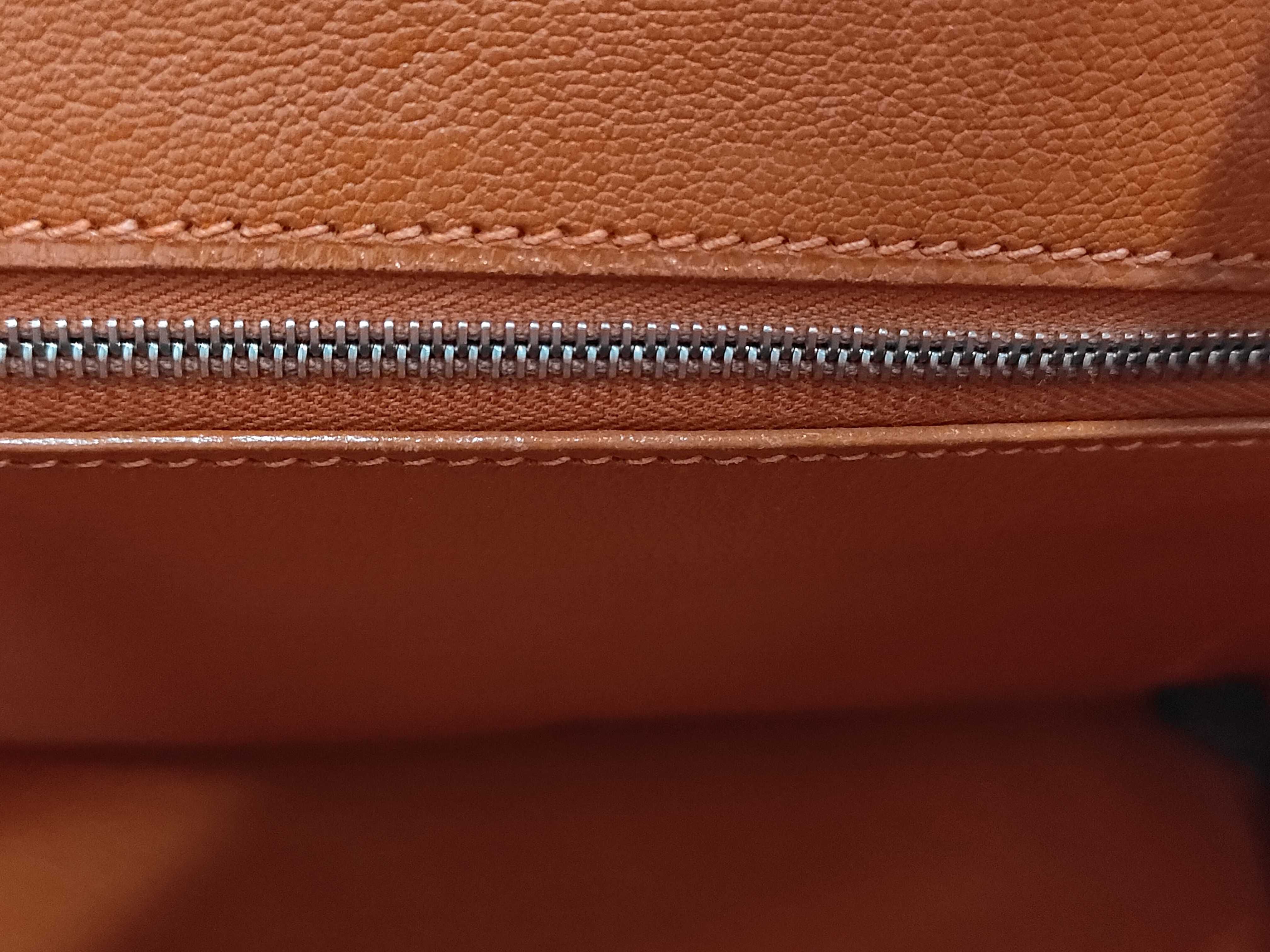 Birkin 30, Taurillon Clemence leather, silver hardware, orange color, stamped I, handbag — view 13