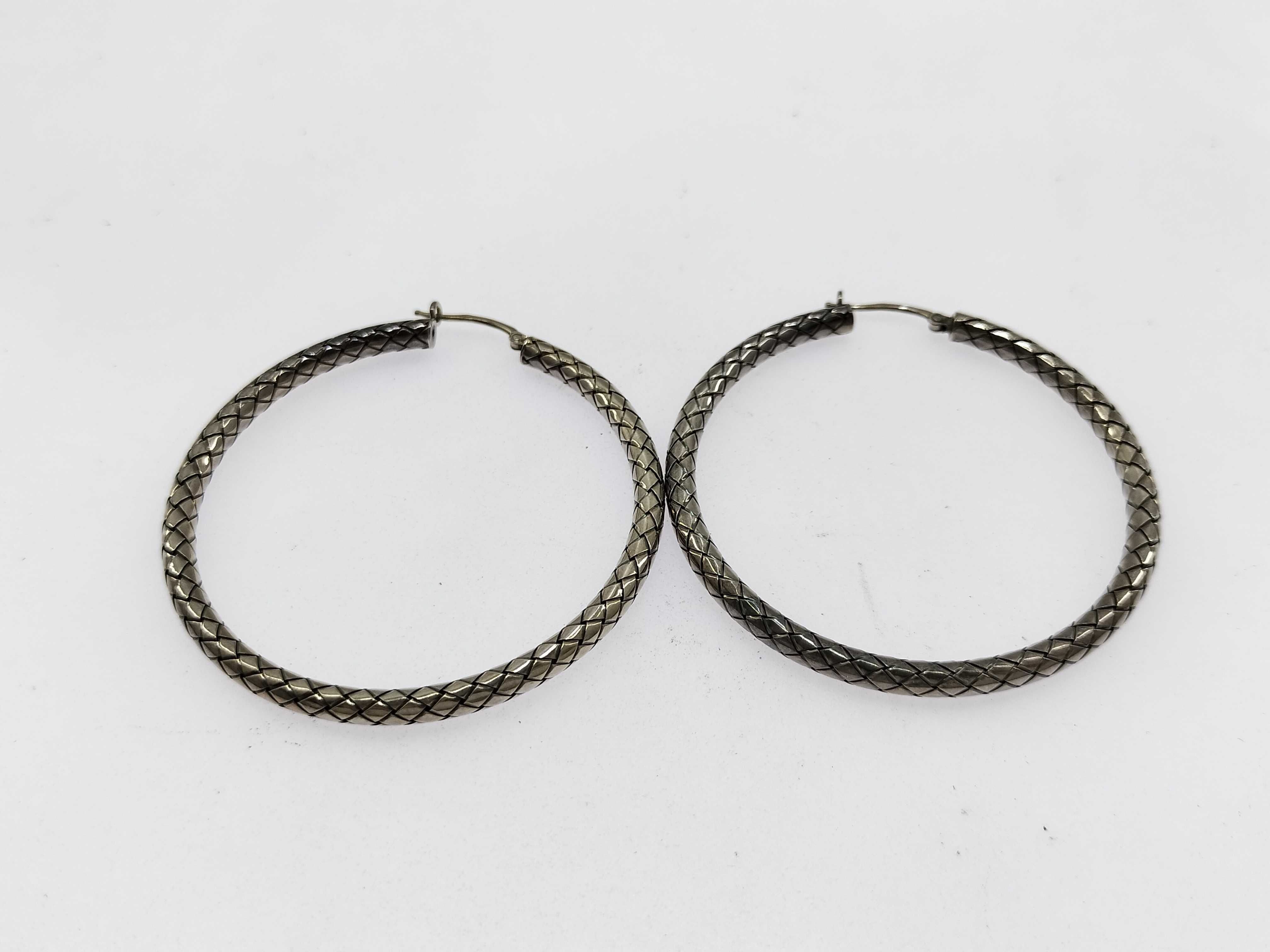 Intrecciato Sterling Silver 925 Earrings, 20.9g, Size 56