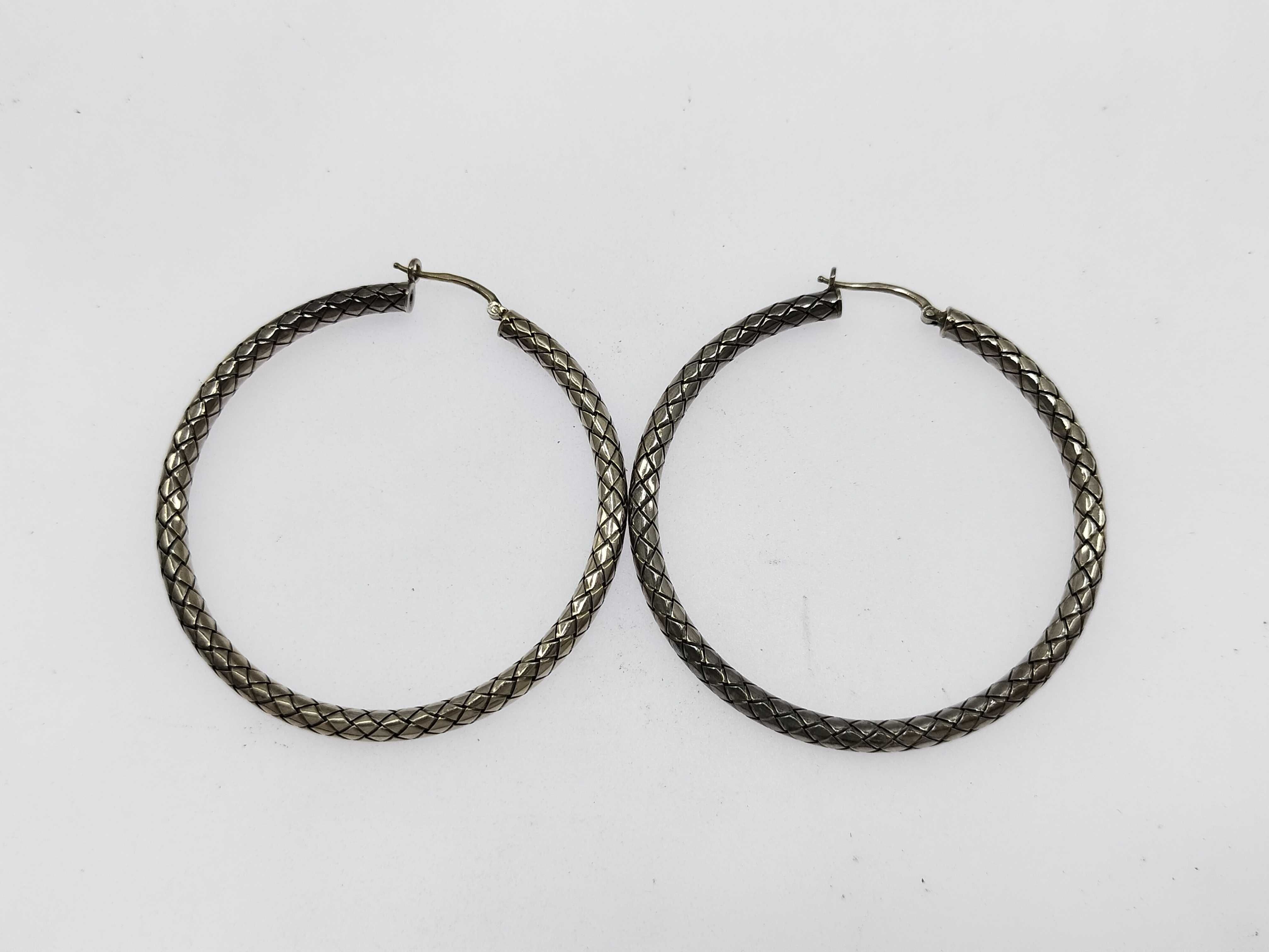 Intrecciato Sterling Silver 925 Earrings, 20.9g, Size 56 — view 2