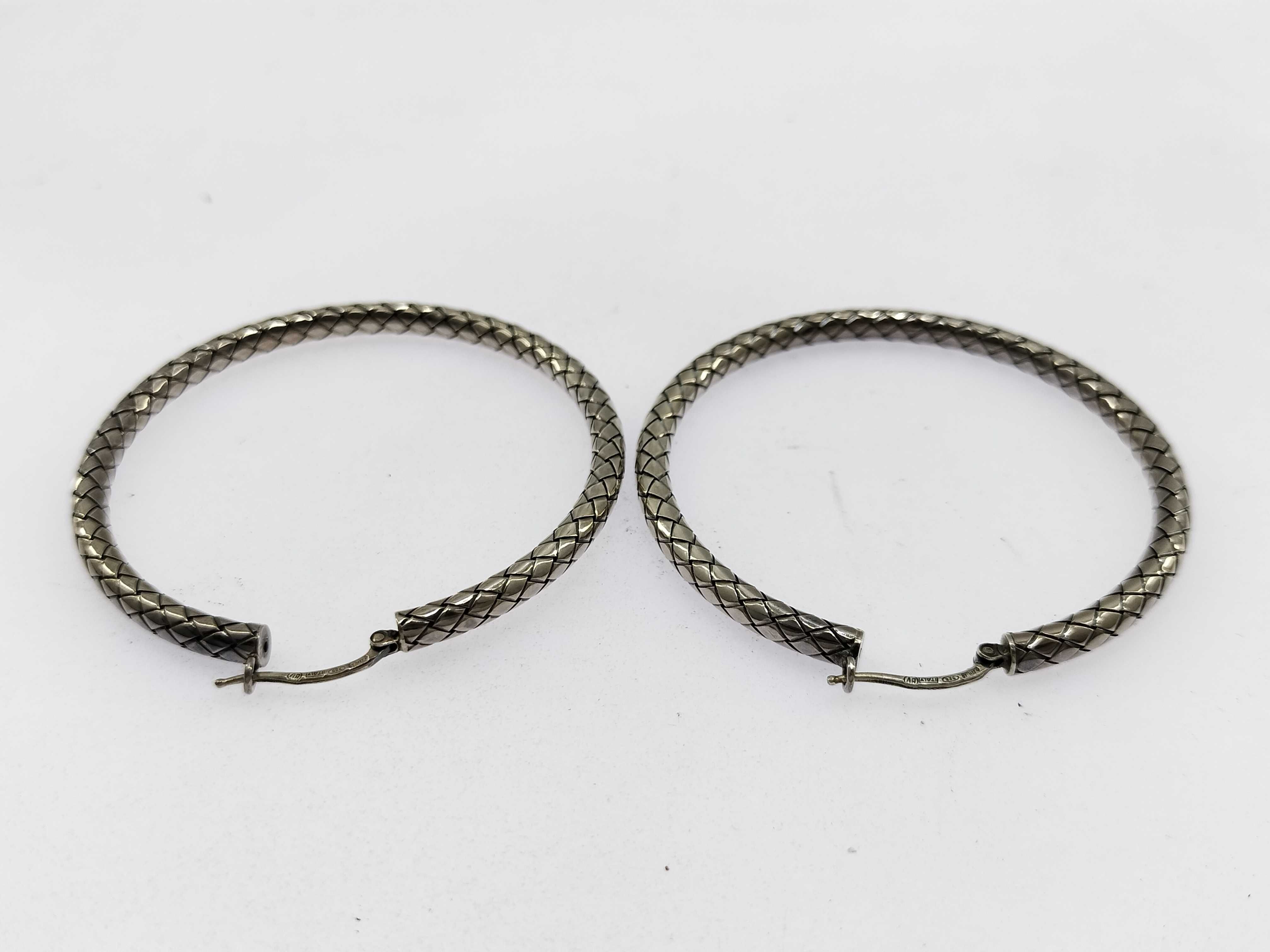 Intrecciato Sterling Silver 925 Earrings, 20.9g, Size 56 — view 3