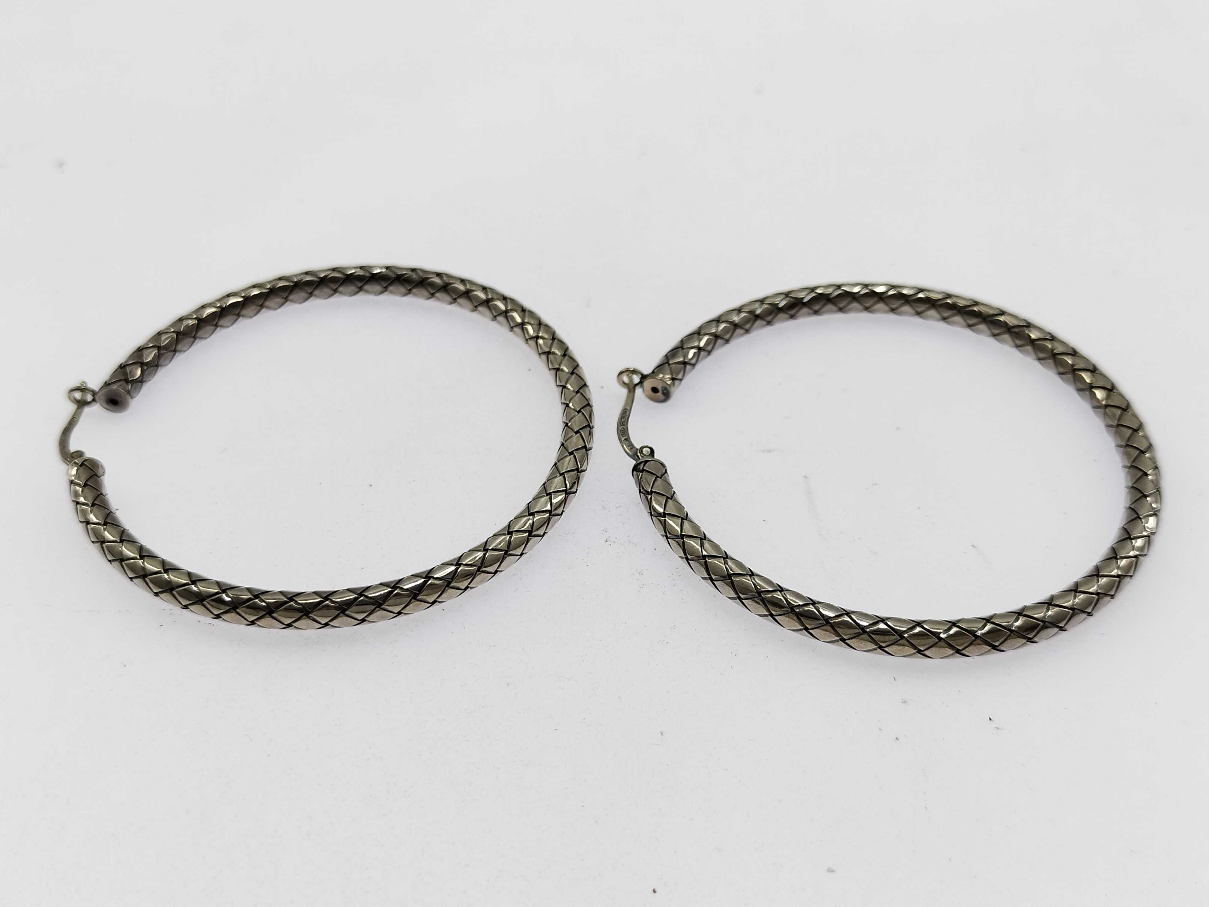 Intrecciato Sterling Silver 925 Earrings, 20.9g, Size 56 — view 4