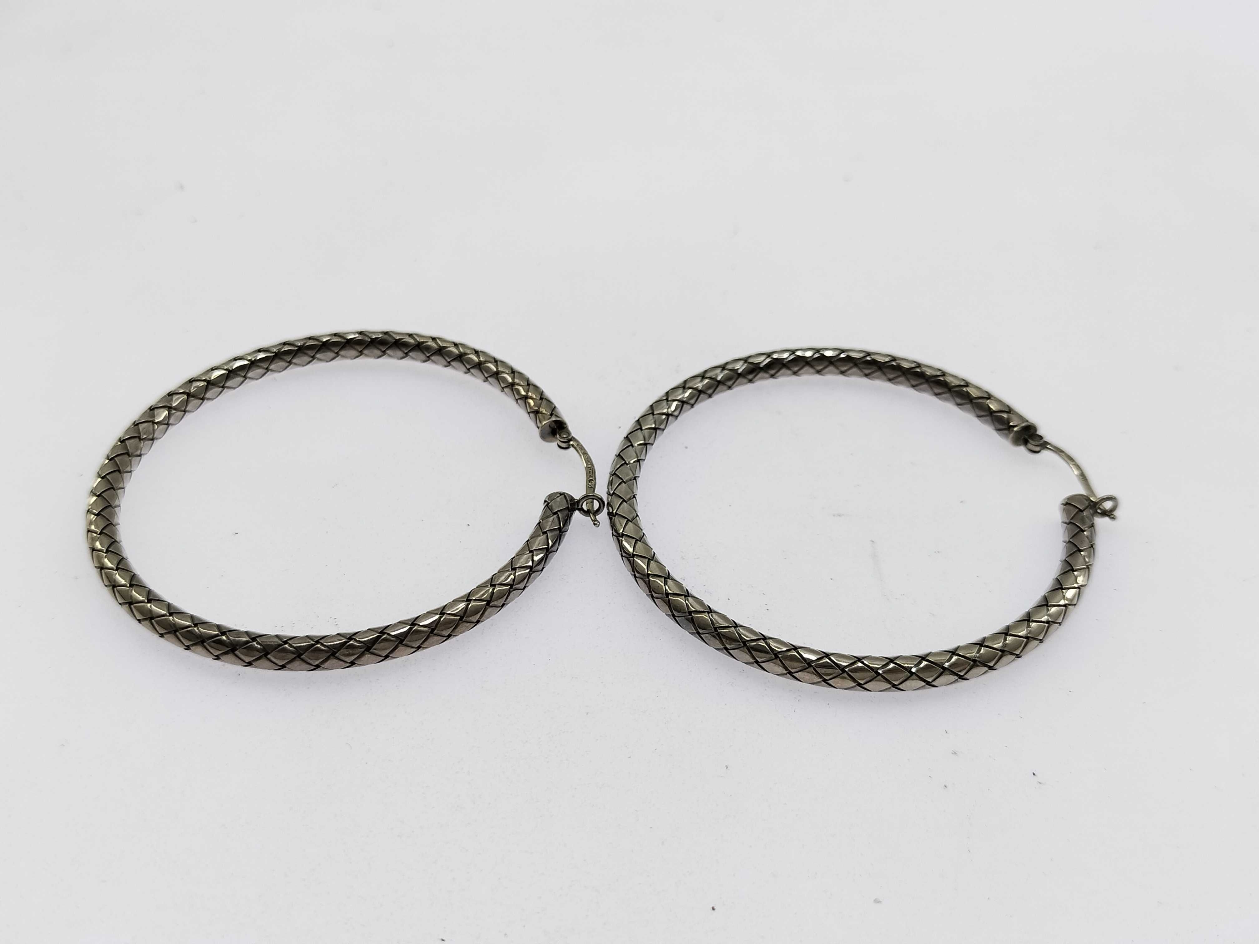 Intrecciato Sterling Silver 925 Earrings, 20.9g, Size 56 — view 5