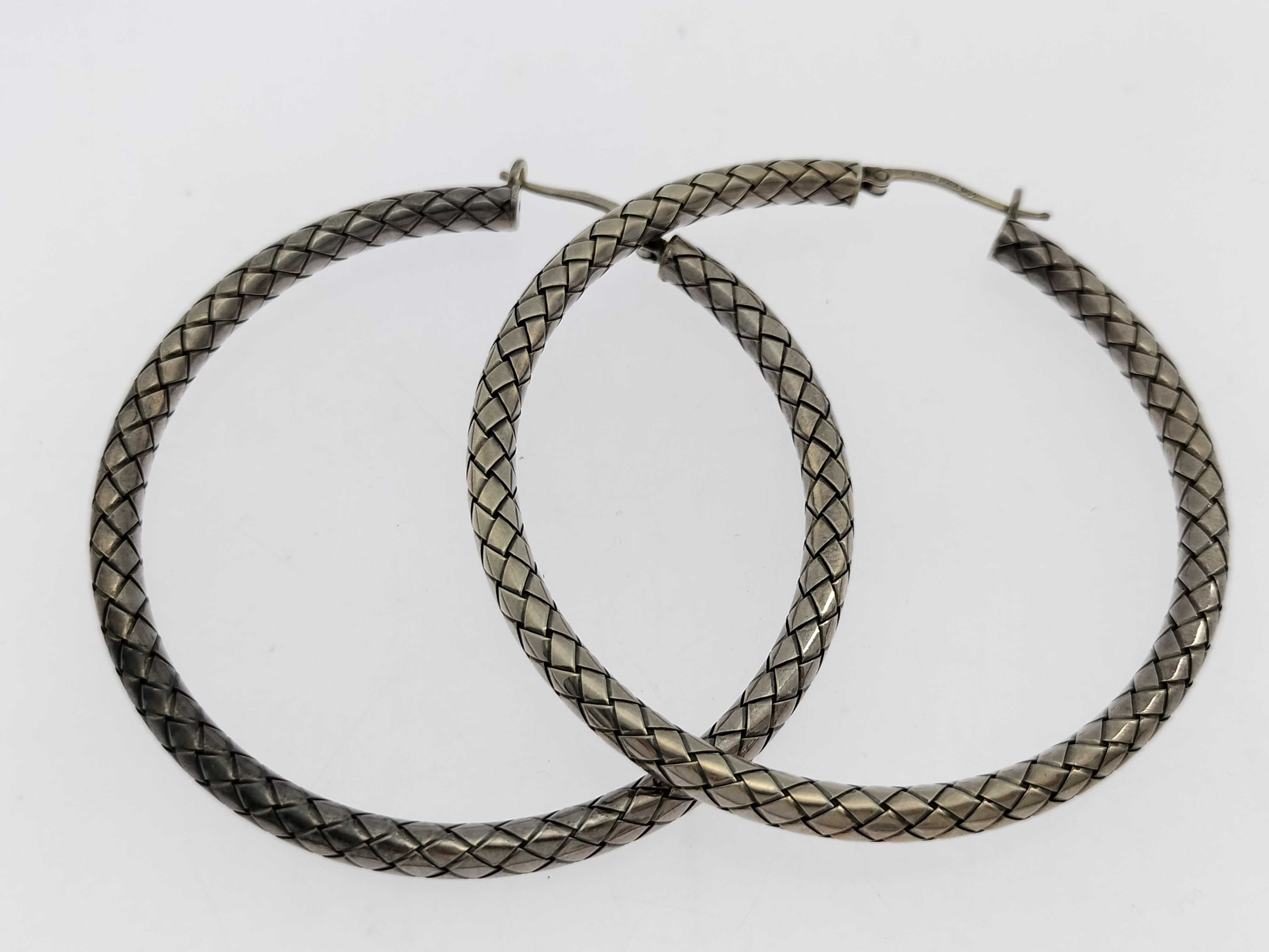 Intrecciato Sterling Silver 925 Earrings, 20.9g, Size 56 — view 9