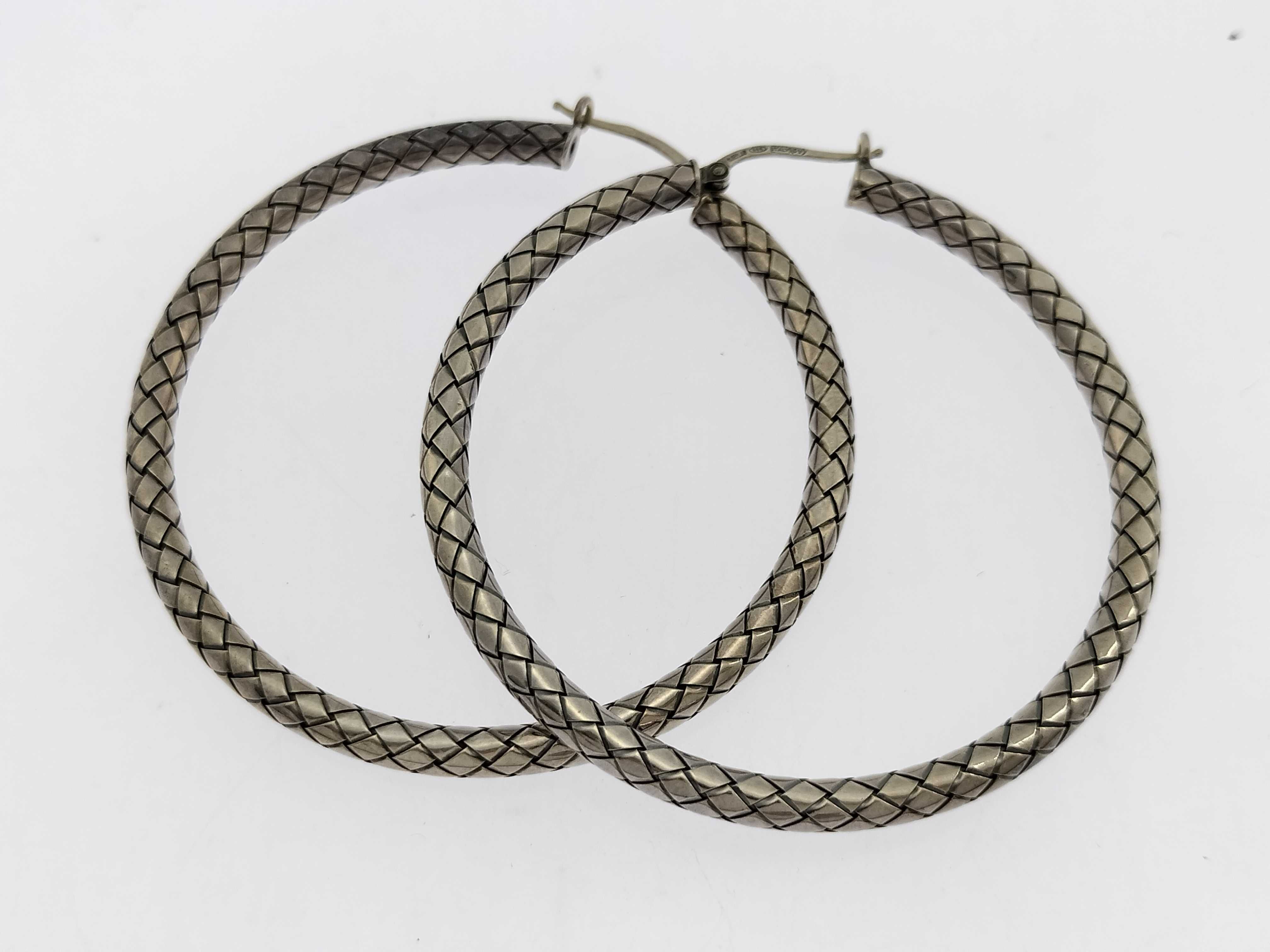 Intrecciato Sterling Silver 925 Earrings, 20.9g, Size 56 — view 10