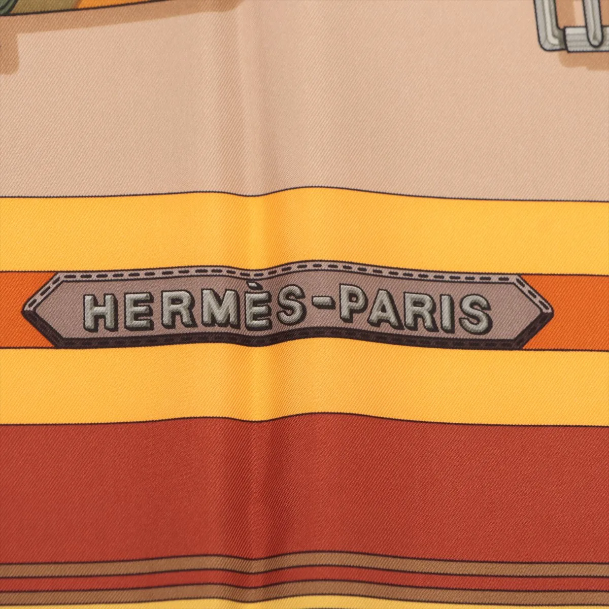 Carre 90 J.METZ Les Sangles suspender belt scarf, silk, brown. Shows signs of wear, — view 6